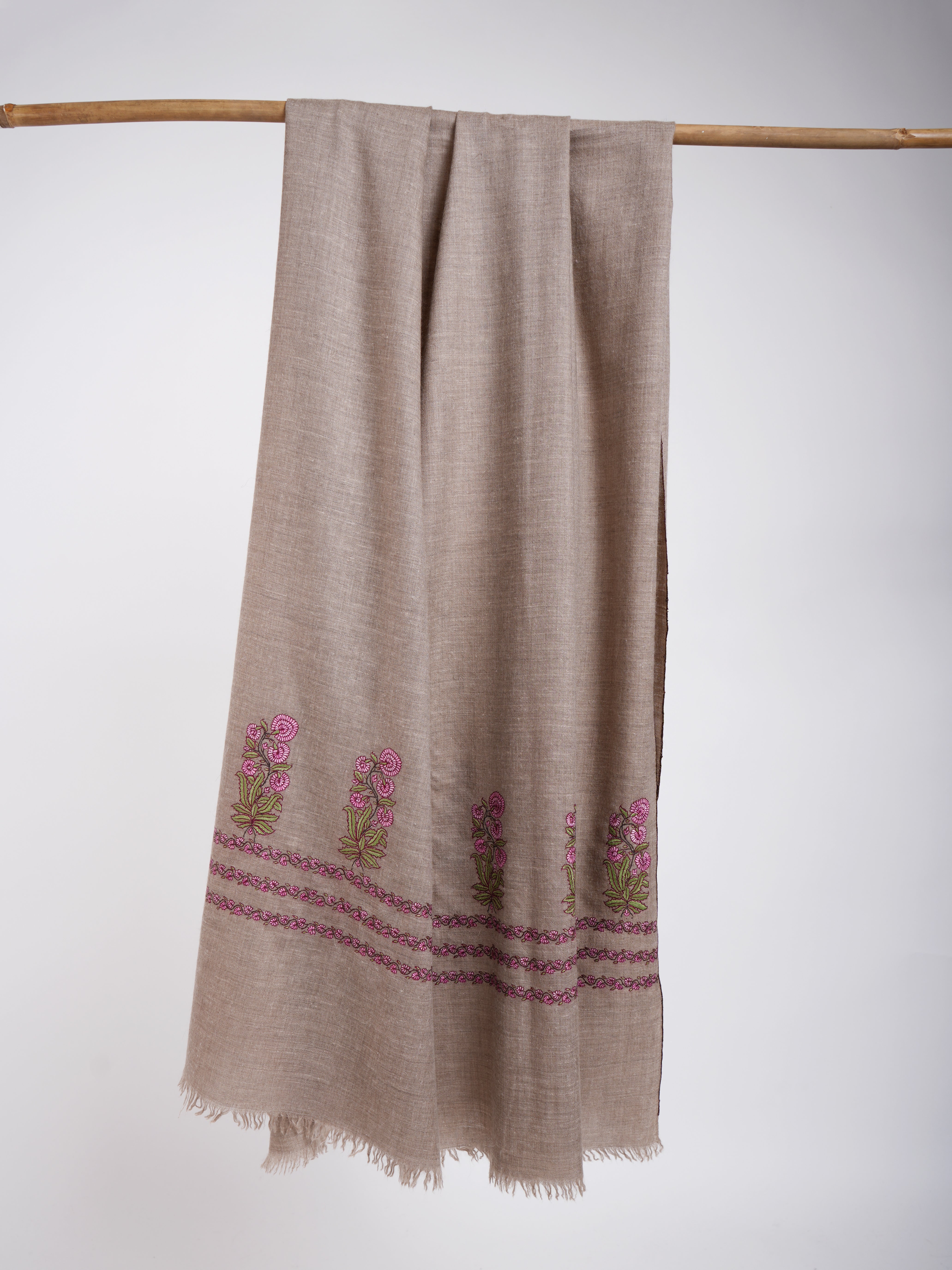 Palla Dar Mughal Motif Pashmina Châle Gris