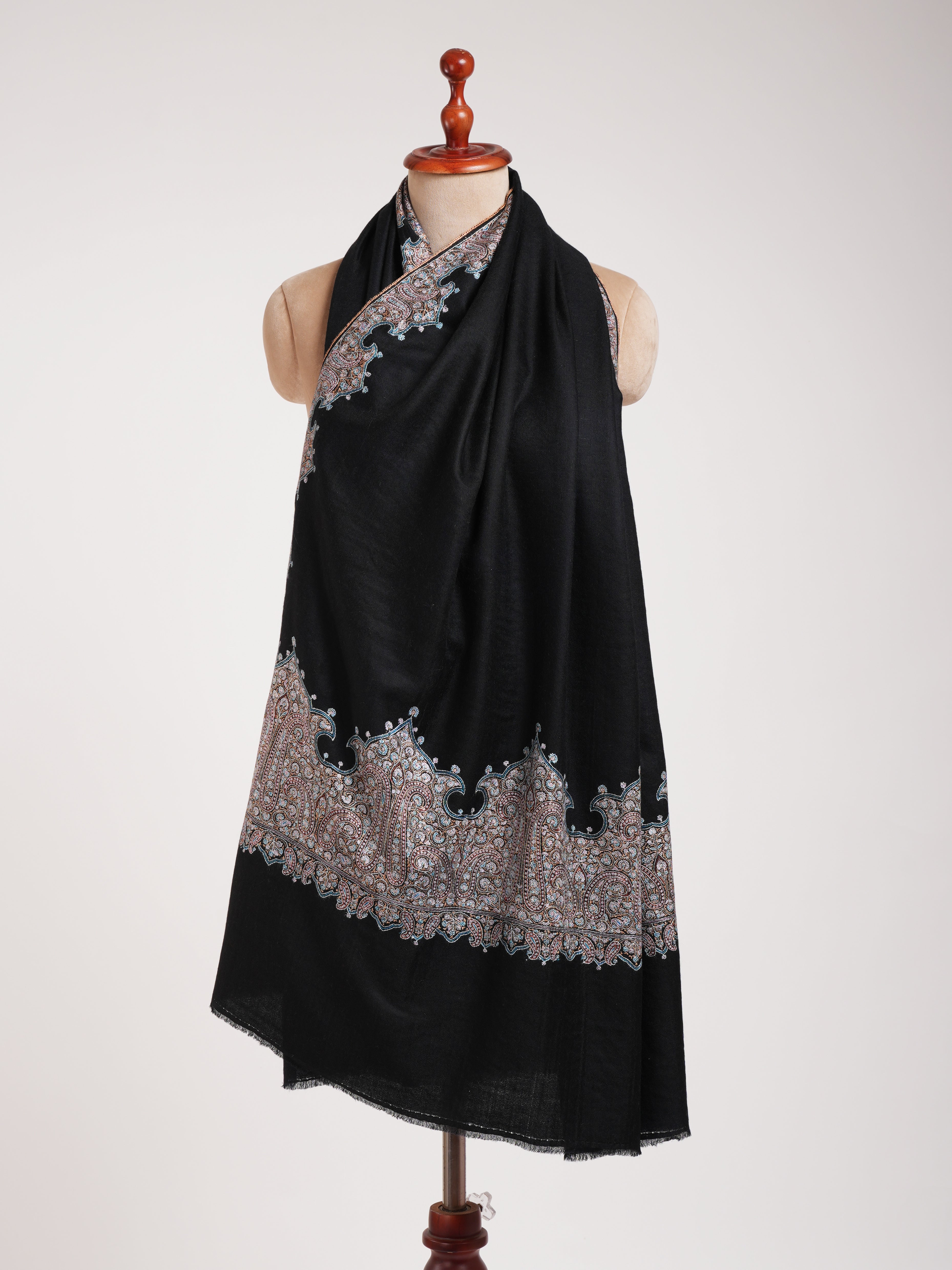 Black Embroidered Kashmiri Pashmina Shawl