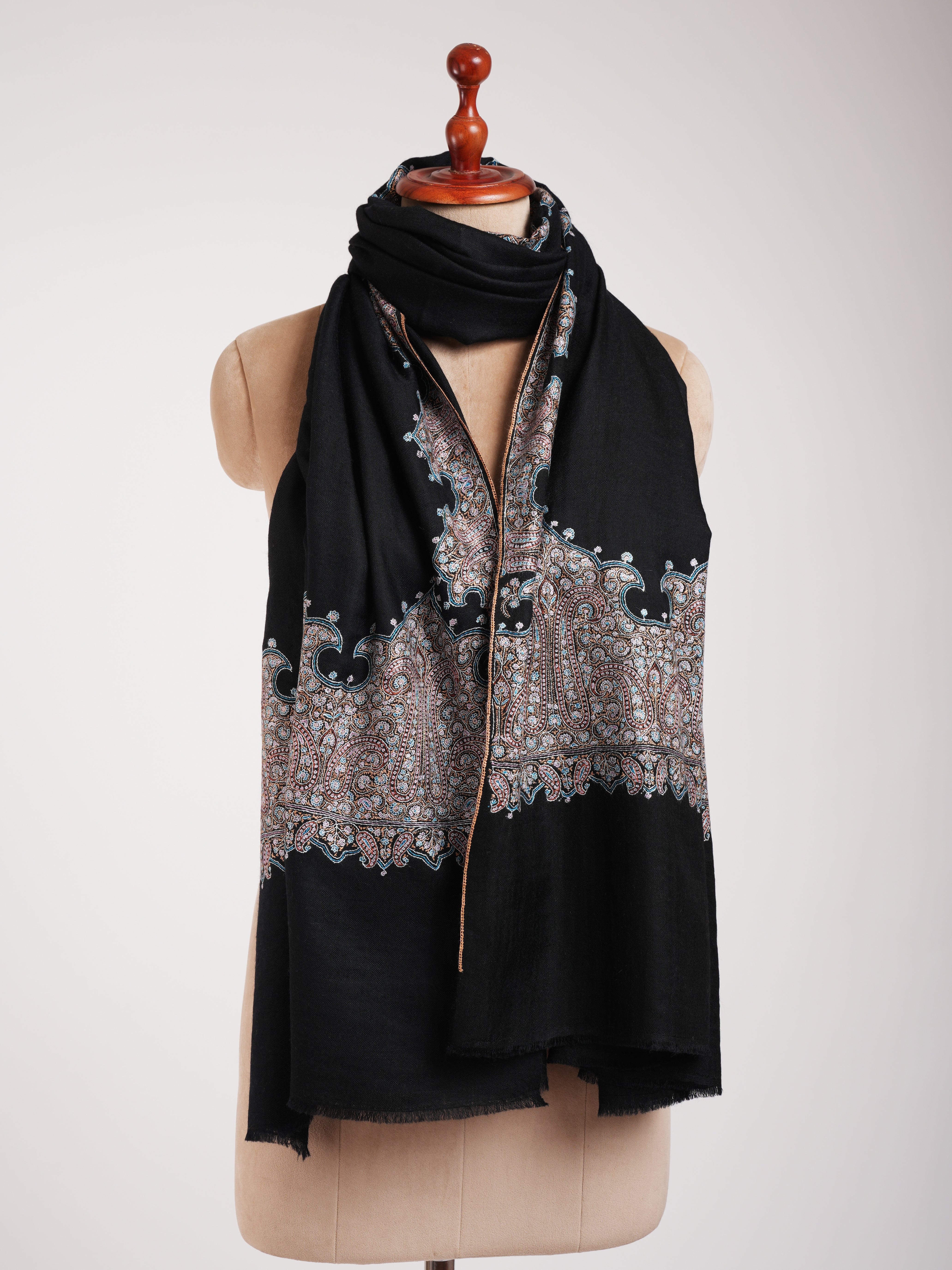 Black Embroidered Kashmiri Pashmina Shawl