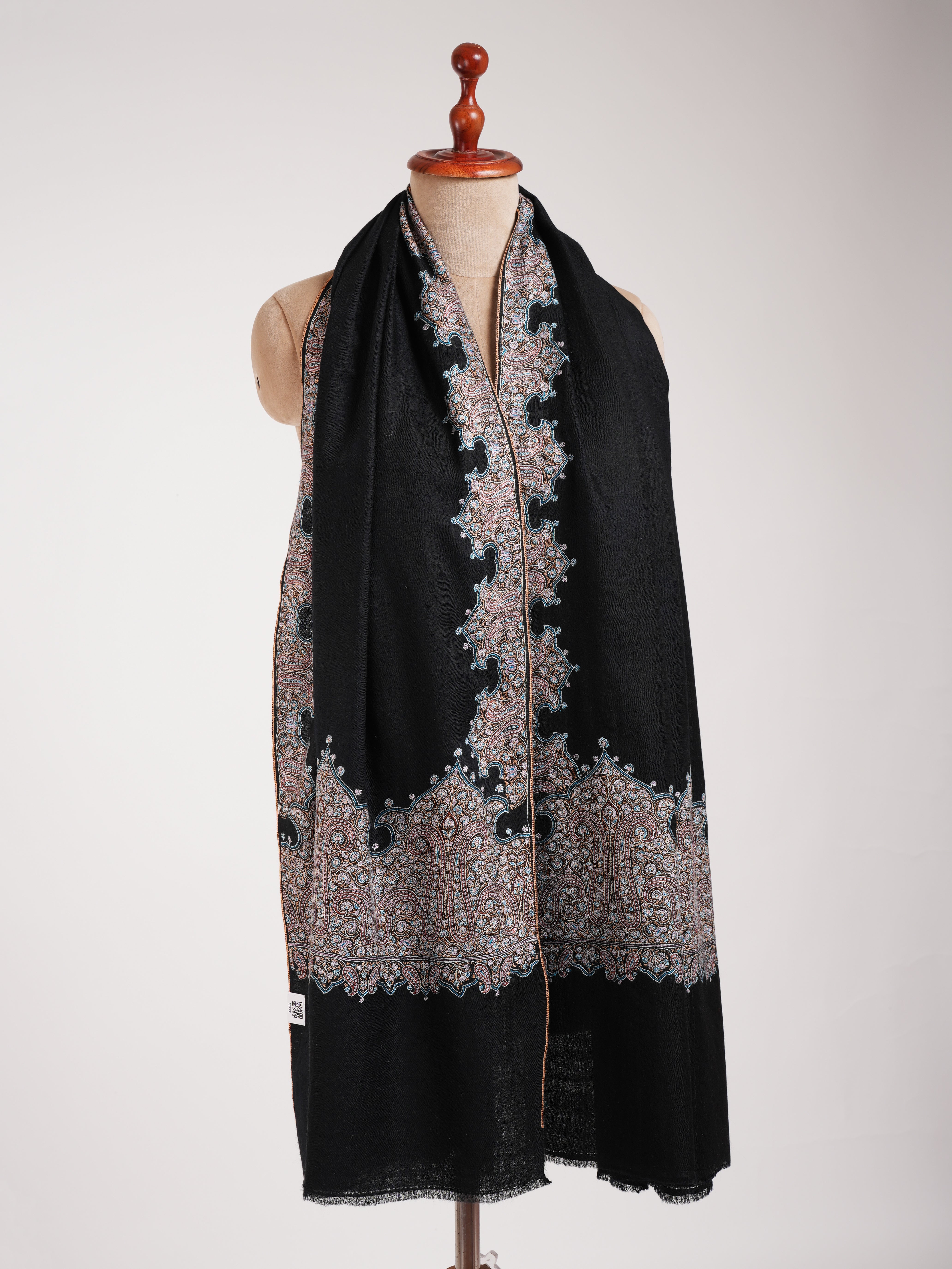 Black Embroidered Kashmiri Pashmina Shawl