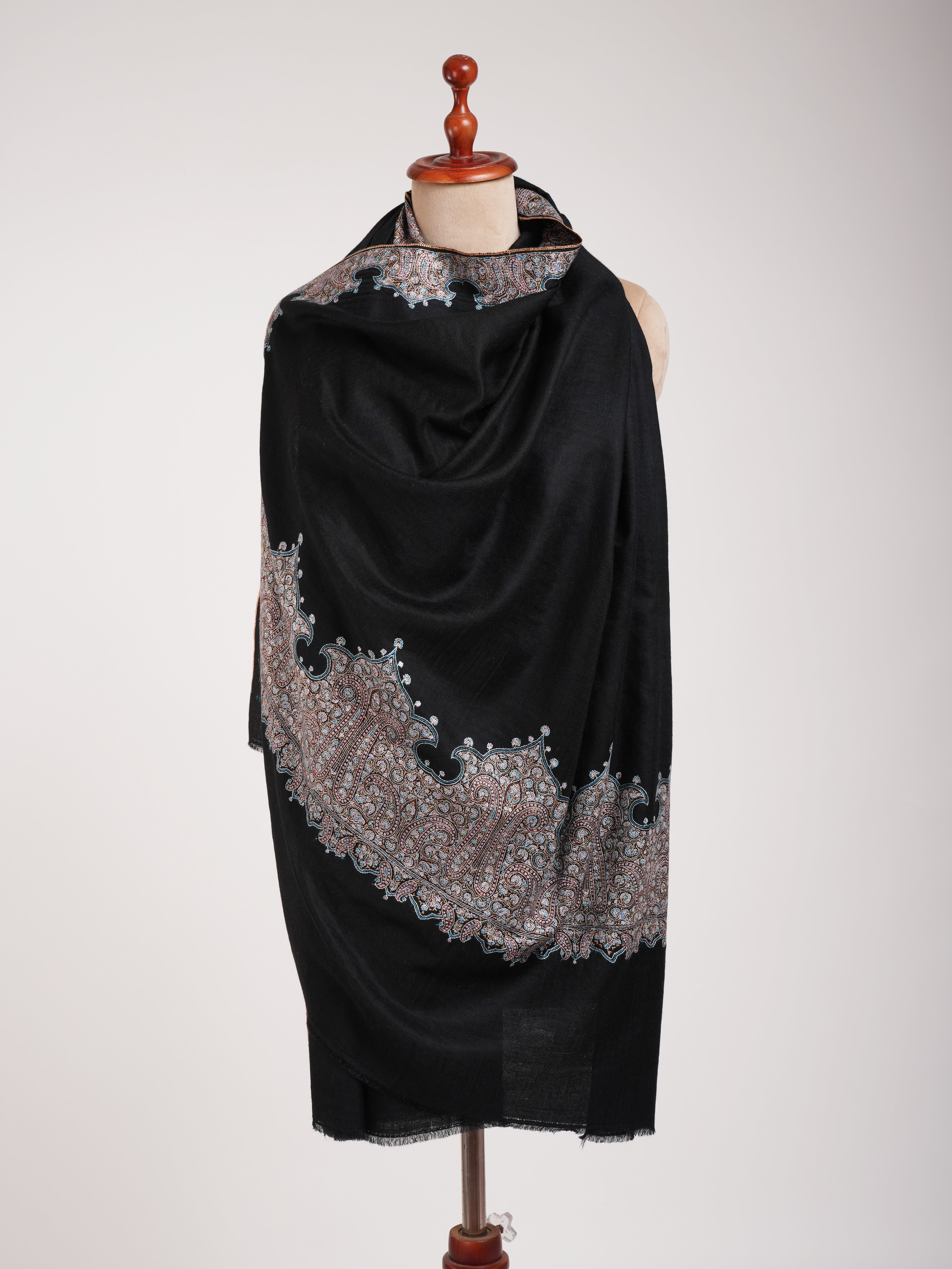 Black Embroidered Kashmiri Pashmina Shawl