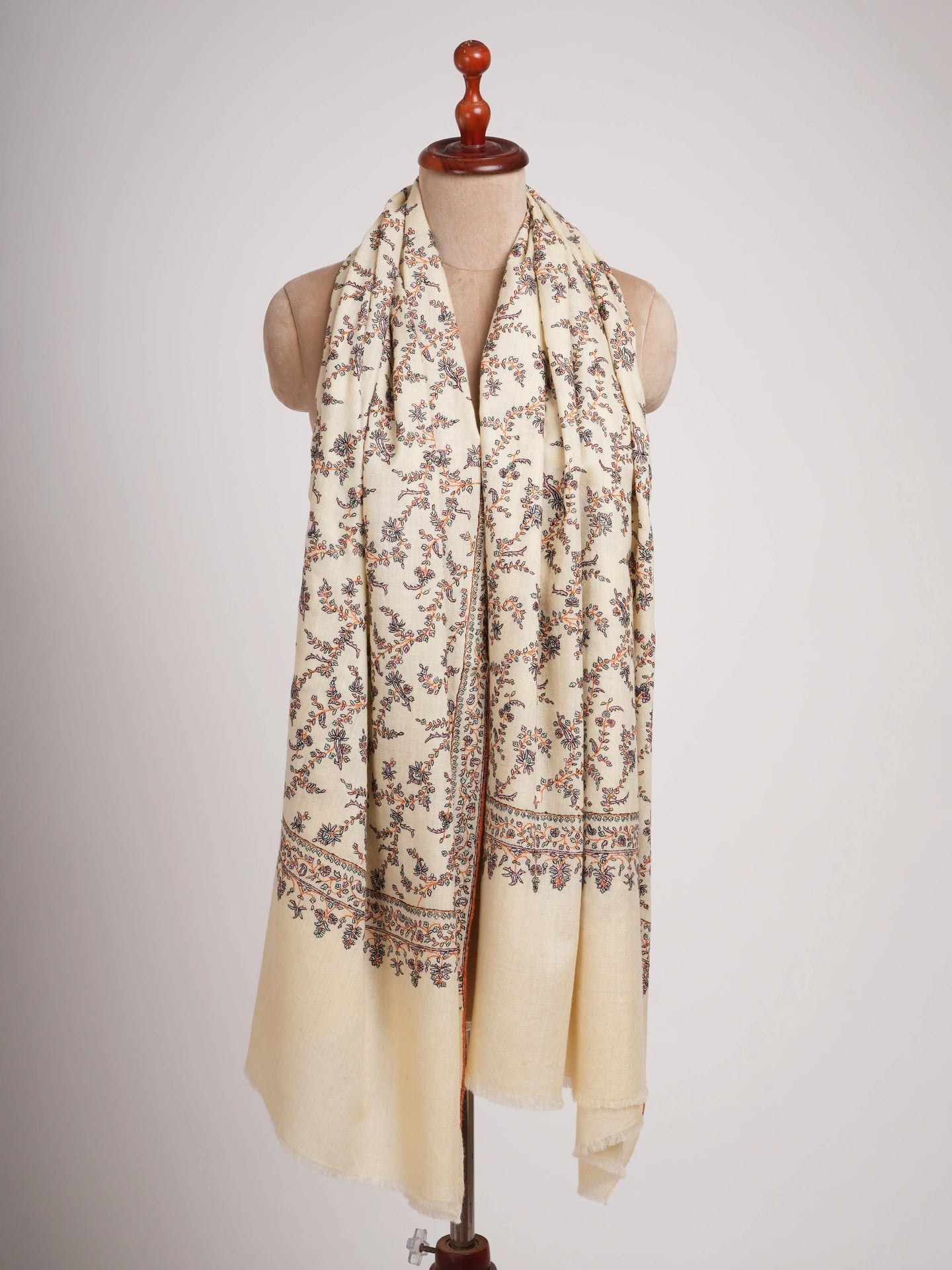 Fine Detailed Rutabaga Color Pashmina Shawl Shahkaar