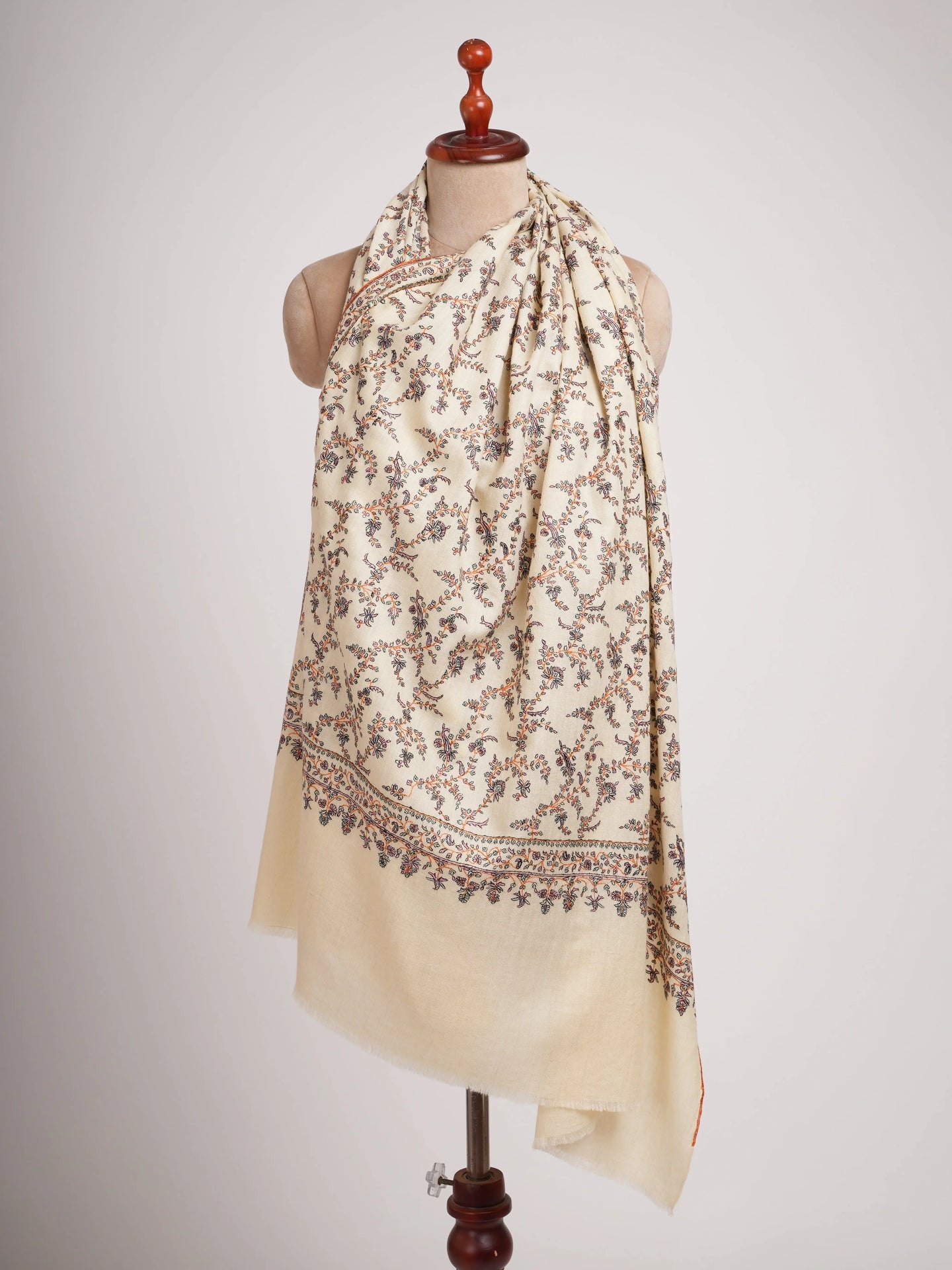 Fine Detailed Rutabaga Color Pashmina Shawl Shahkaar
