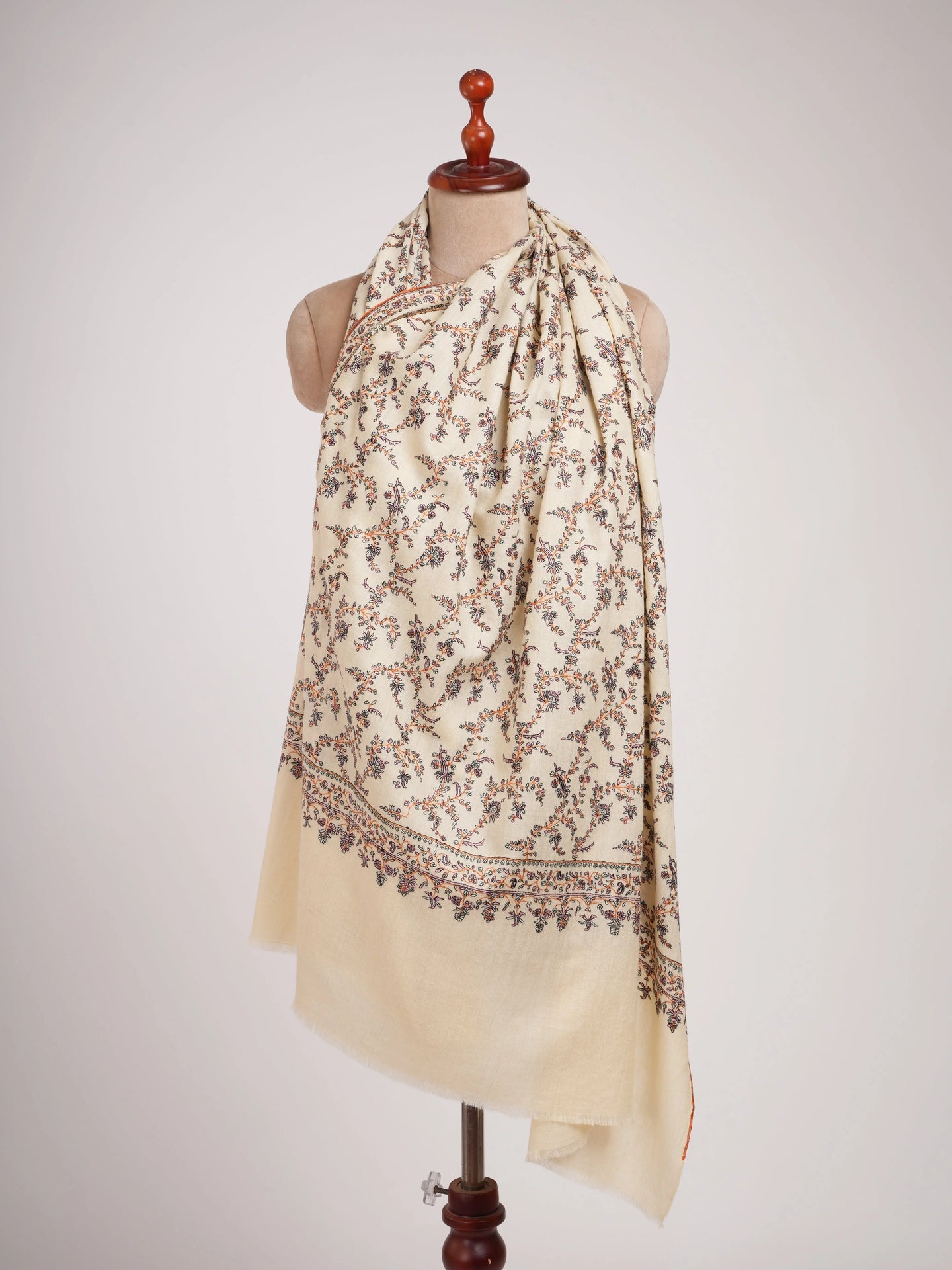 Fine Detailed Rutabaga Color Pashmina Shawl Shahkaar
