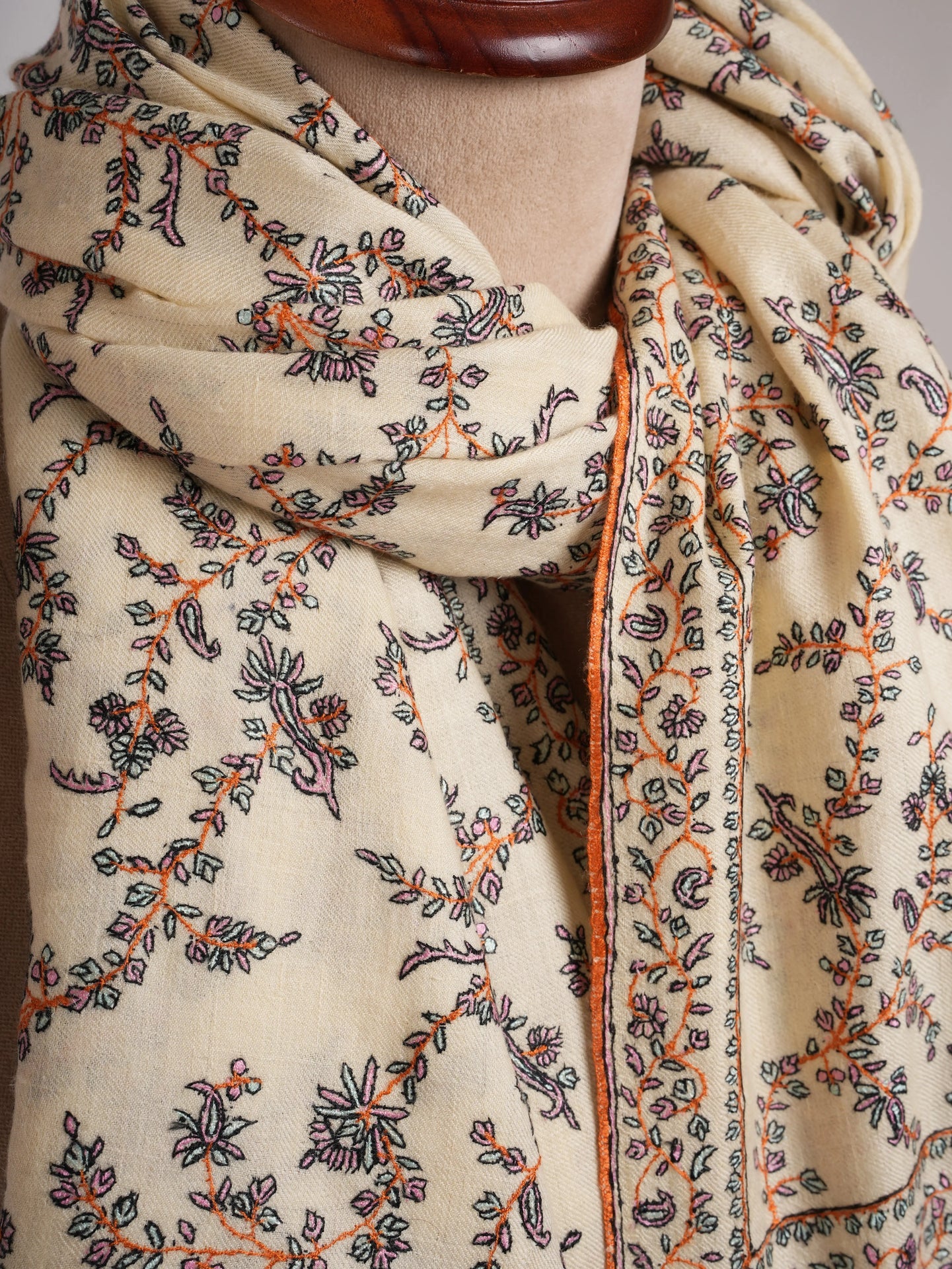 Fine Detailed Rutabaga Color Pashmina Shawl Shahkaar