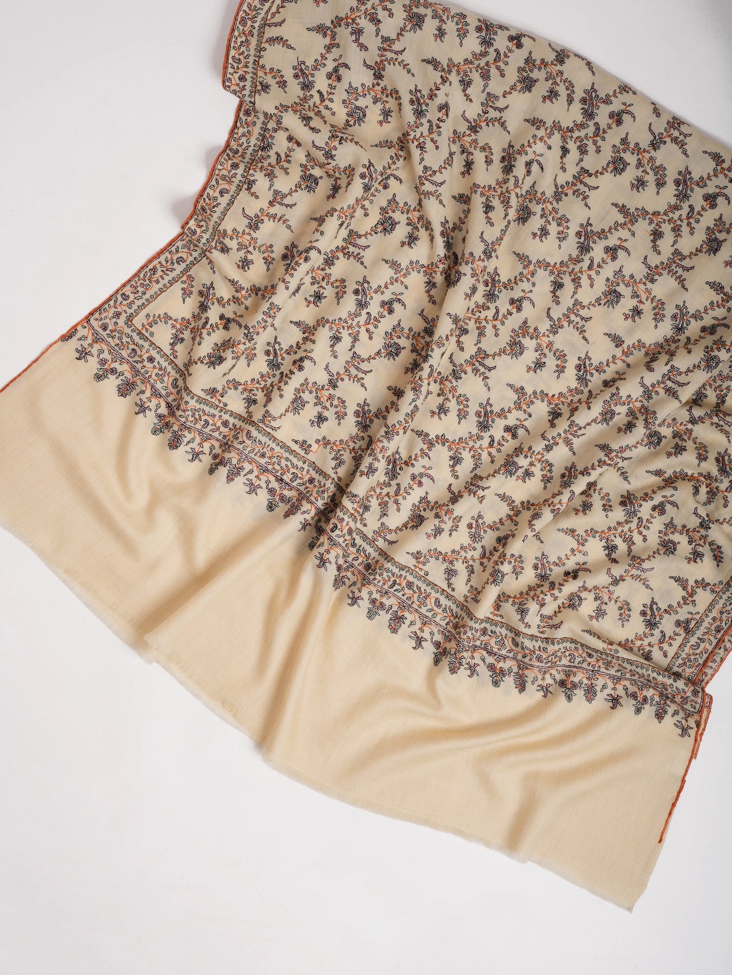 Fine Detailed Rutabaga Color Pashmina Shawl Shahkaar