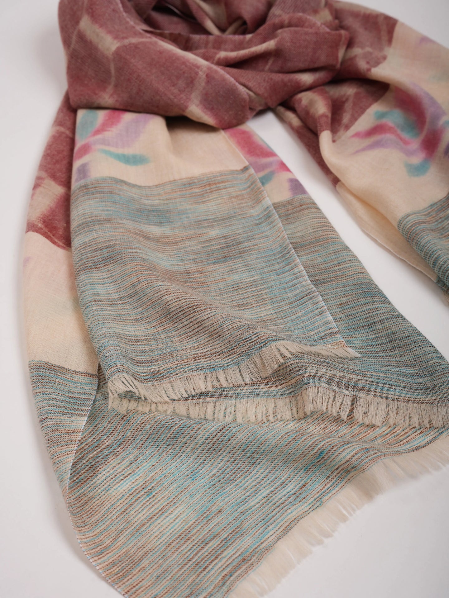 Floral Ikat Handwoven Featherlight Cashmere Scarf Shahkaar