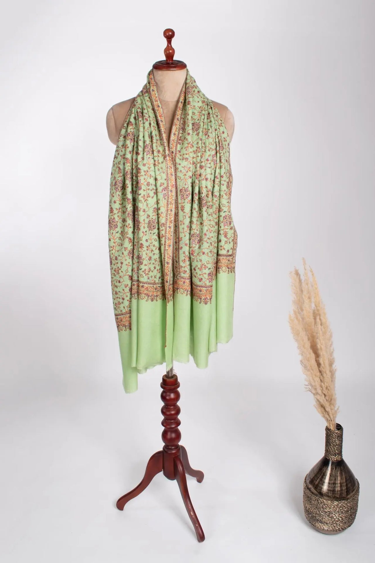 Green Jaali Kashmiri Pashmina Shawl - BHIWADI Shahkaar