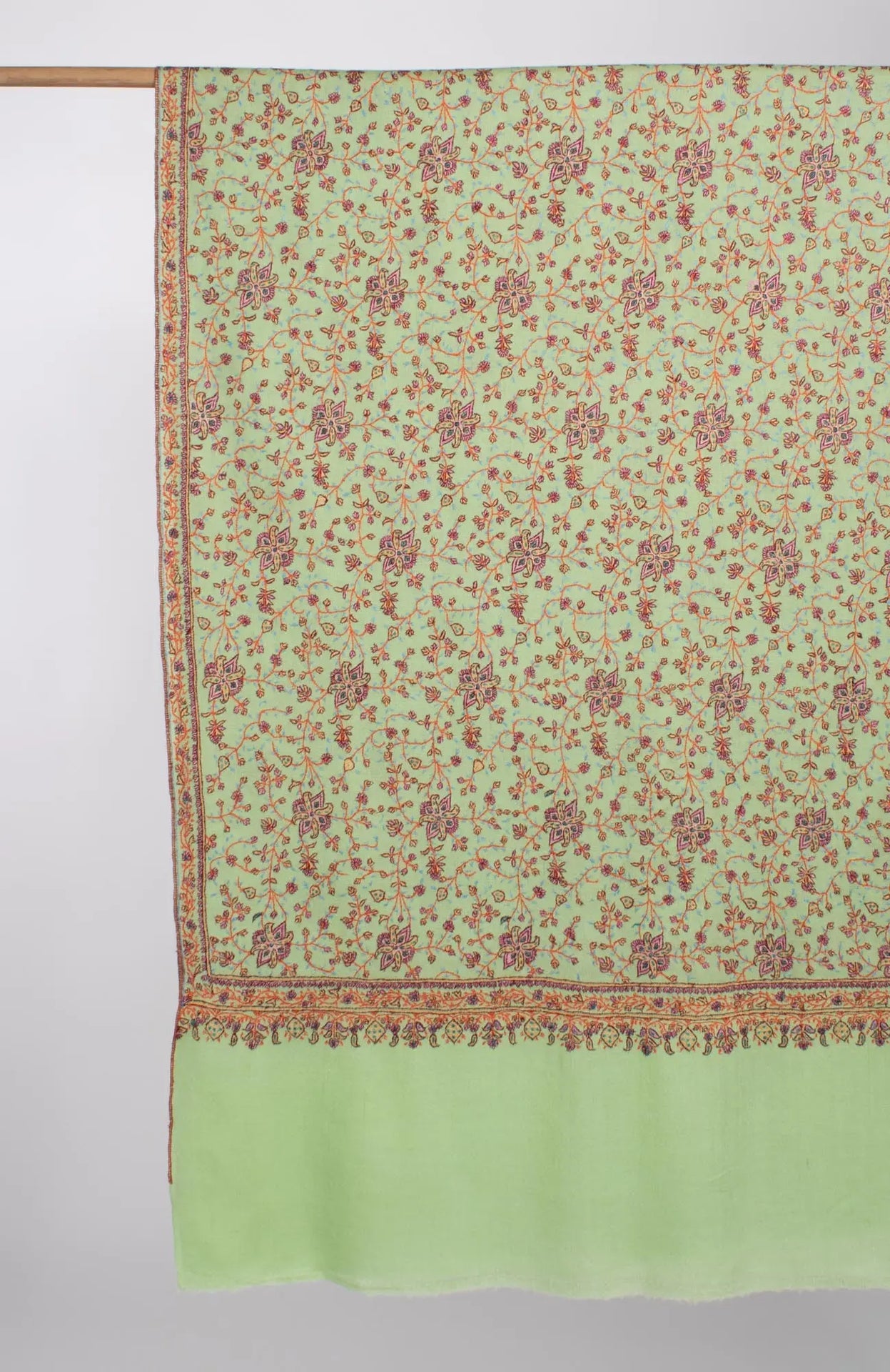 Green Jaali Kashmiri Pashmina Shawl - BHIWADI Shahkaar