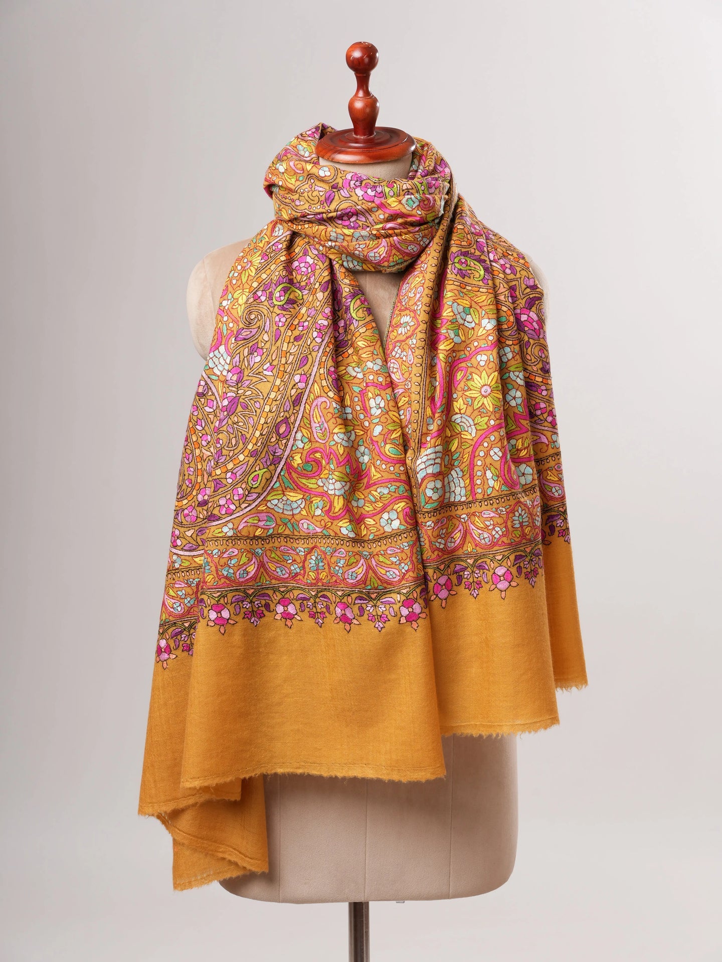 Hand Embroidered Papier Mâché Jamavar Pashmina Shawl Shahkaar