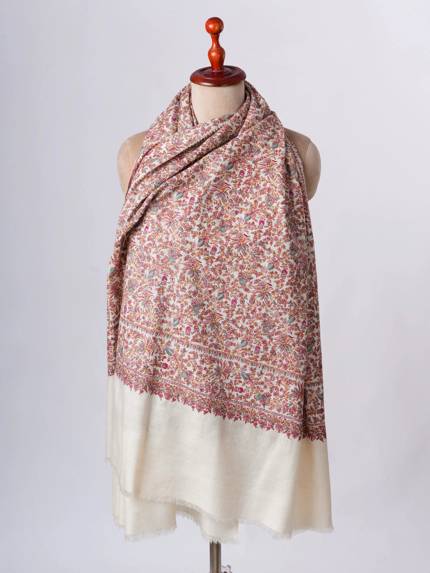 Hand Spun Silk Embroidered Exclusive Pashmina - GREELEY Shahkaar