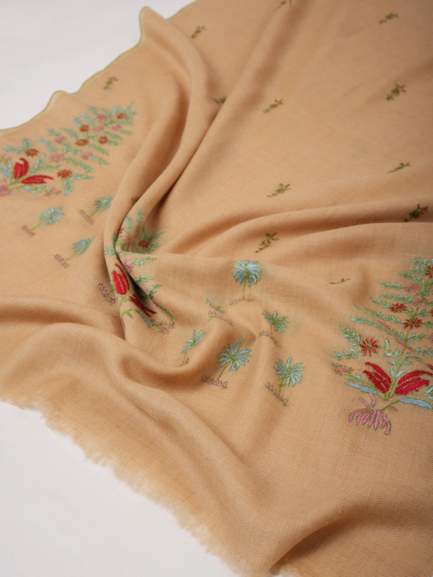 Handloomed Cashmere Scarf with Fine Hand Embroidery Shahkaar