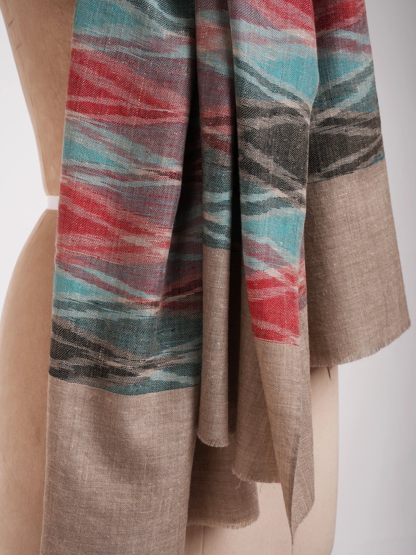 Handloomed Soft Pashmina Ikat Shawl Shahkaar