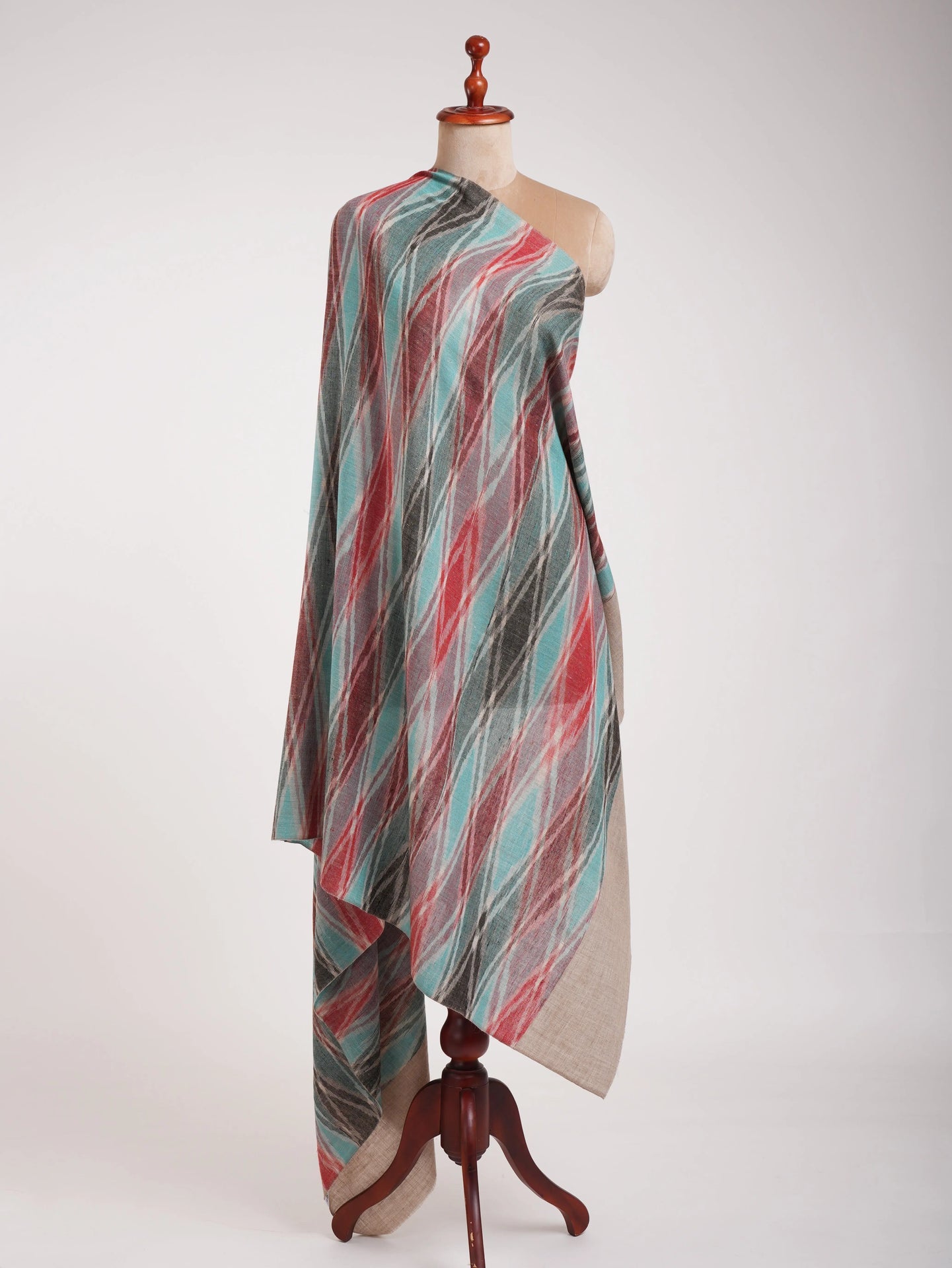Handloomed Soft Pashmina Ikat Shawl Shahkaar