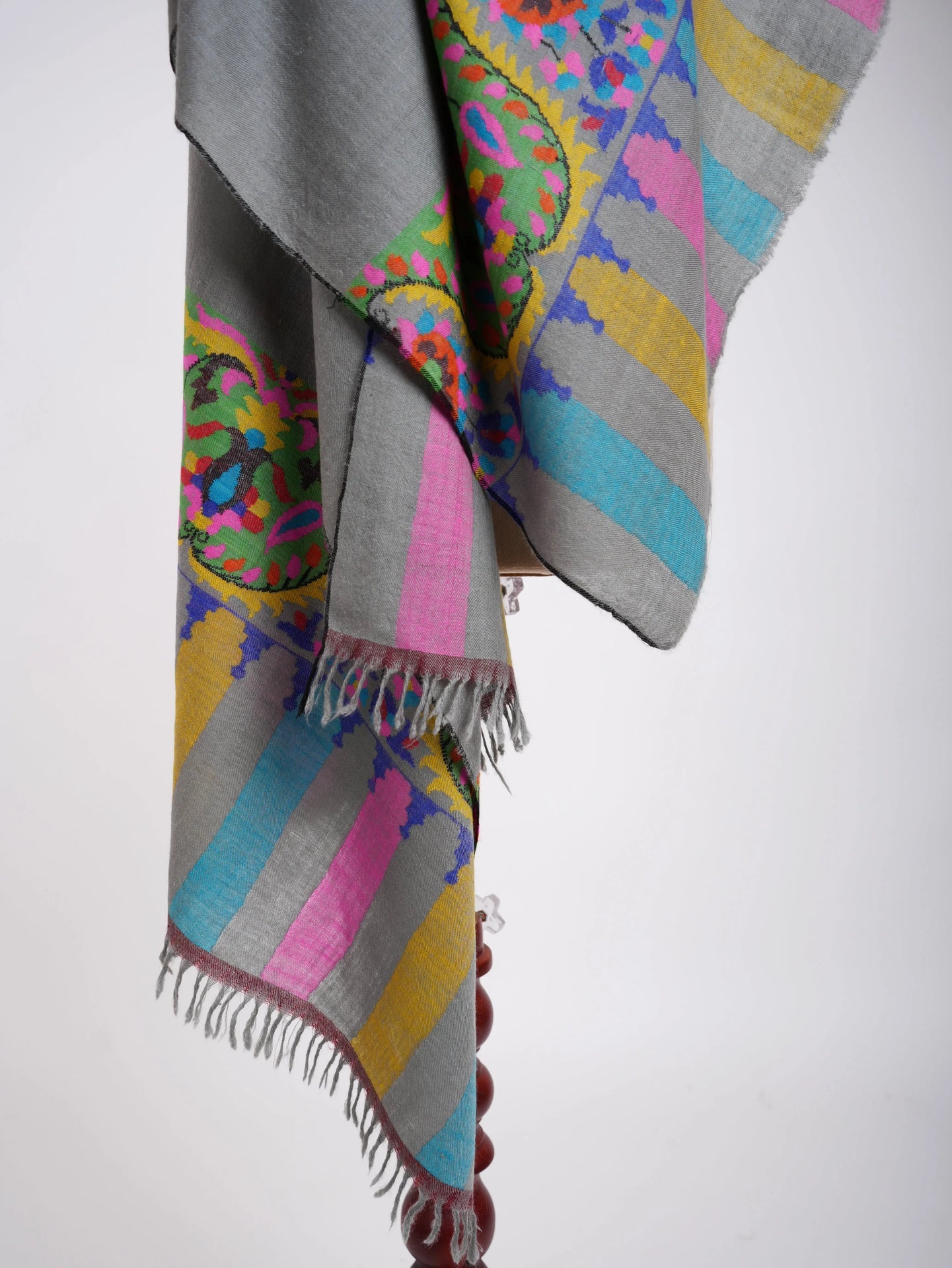Handmade Kani Cashmere Stole Chiseled Stone Shahkaar