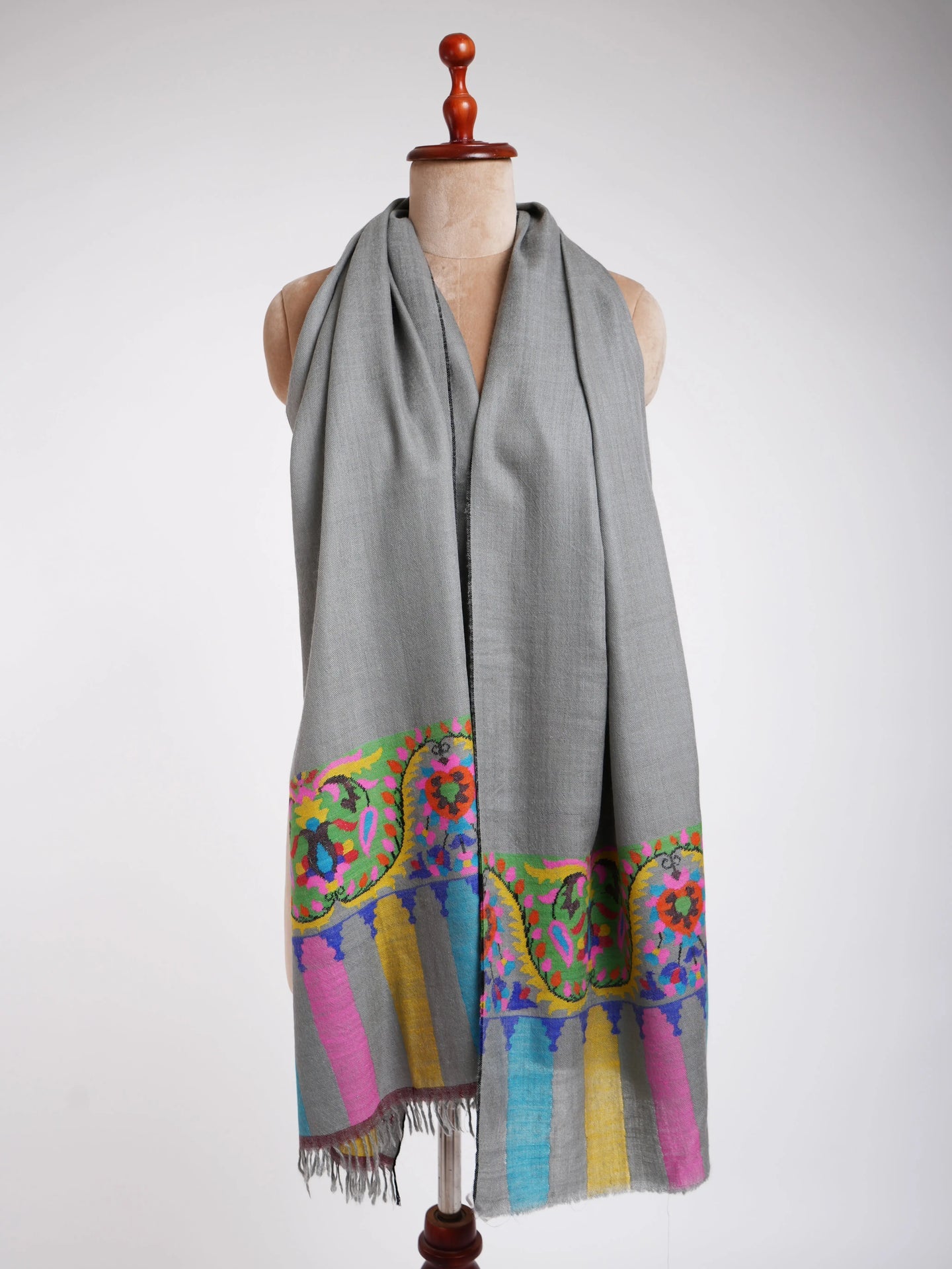 Handmade Kani Cashmere Stole Chiseled Stone Shahkaar