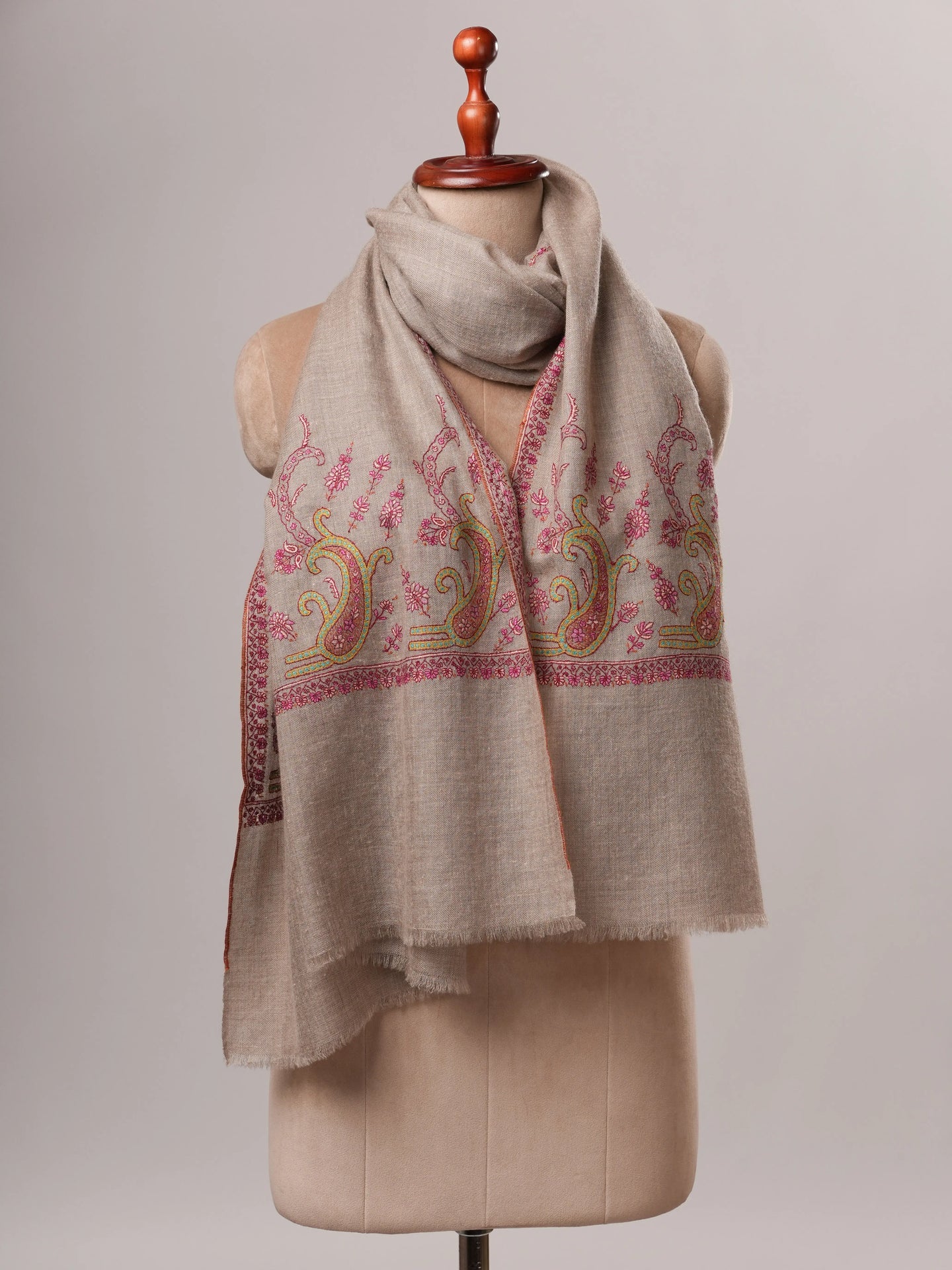 Handwoven Baby Soft Cashmere Scarf with Palla Hand Embroidery Shahkaar