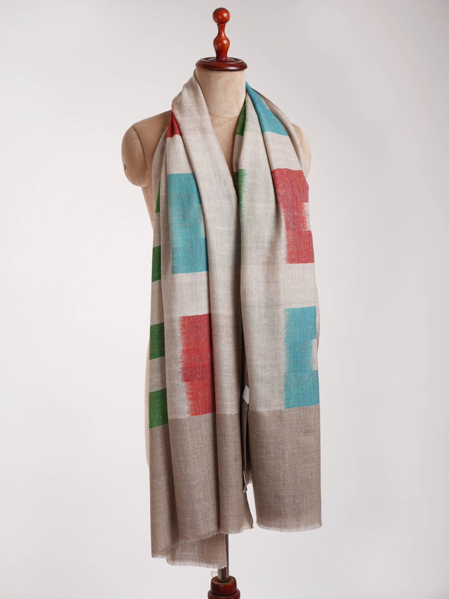 Handwoven Ikat Grey Pashmina Wrap Shahkaar