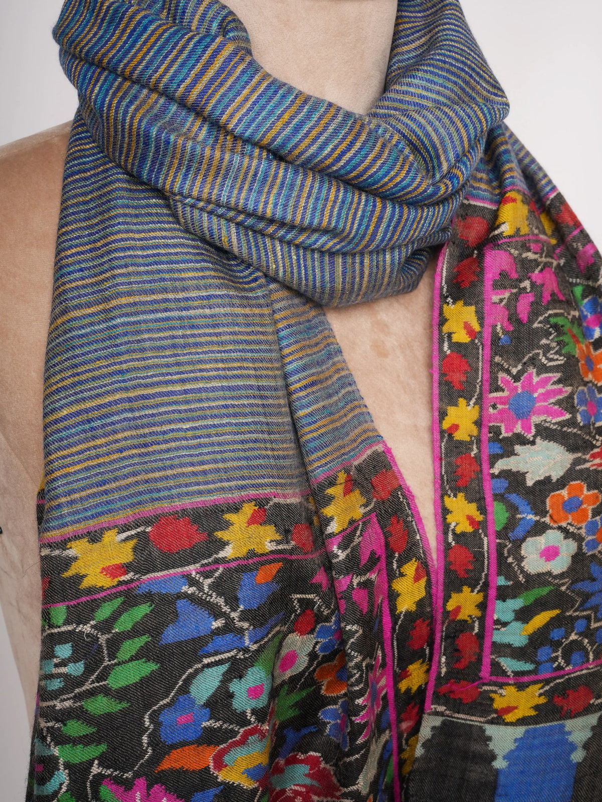 Handwoven Kashmiri Kani Pashmina Shawl with Traditional Motifs Shahkaar
