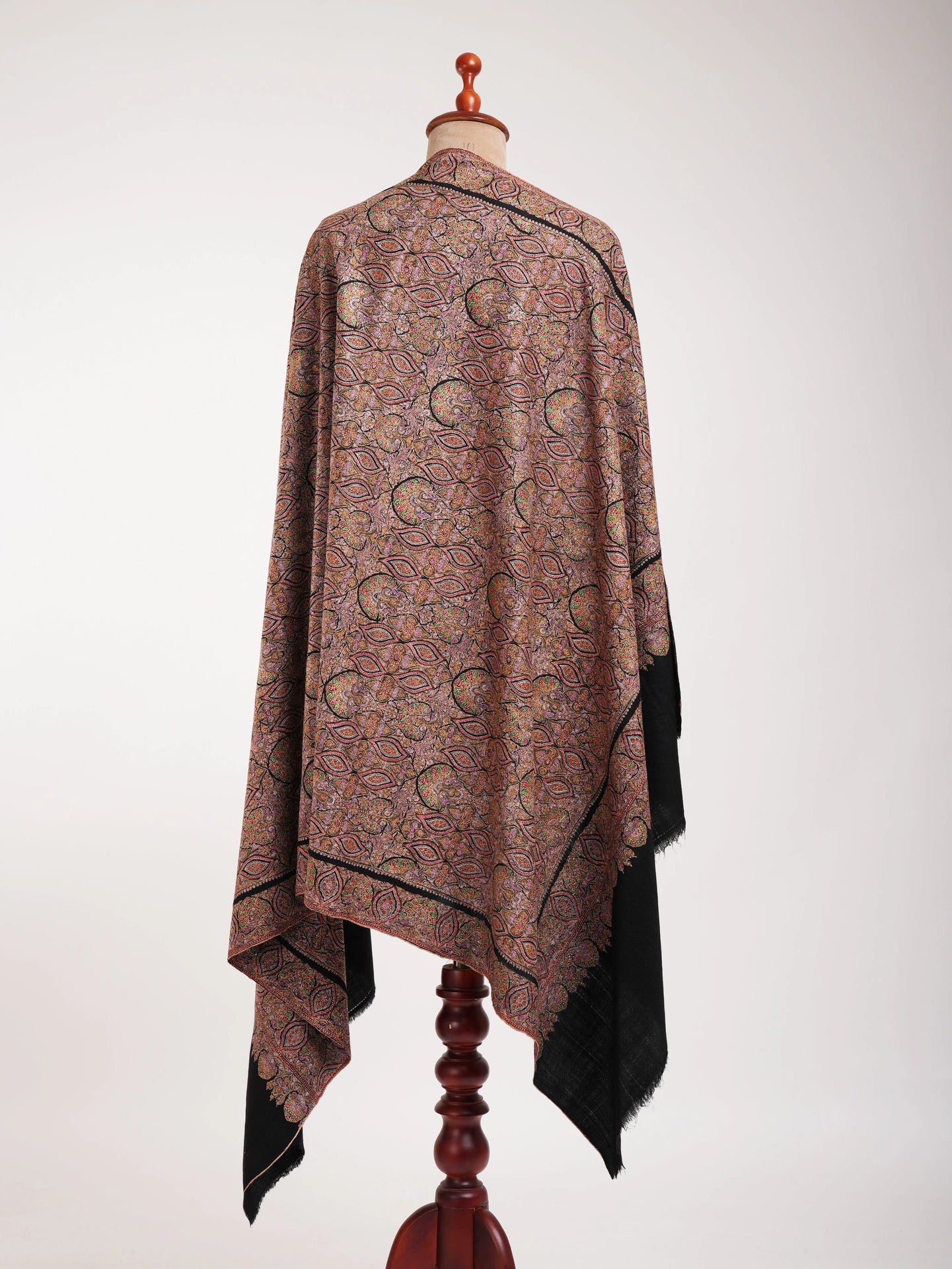 Heirloom Fine Artistic Silk Embroidered Pashmina Jamavar Shawl Shahkaar
