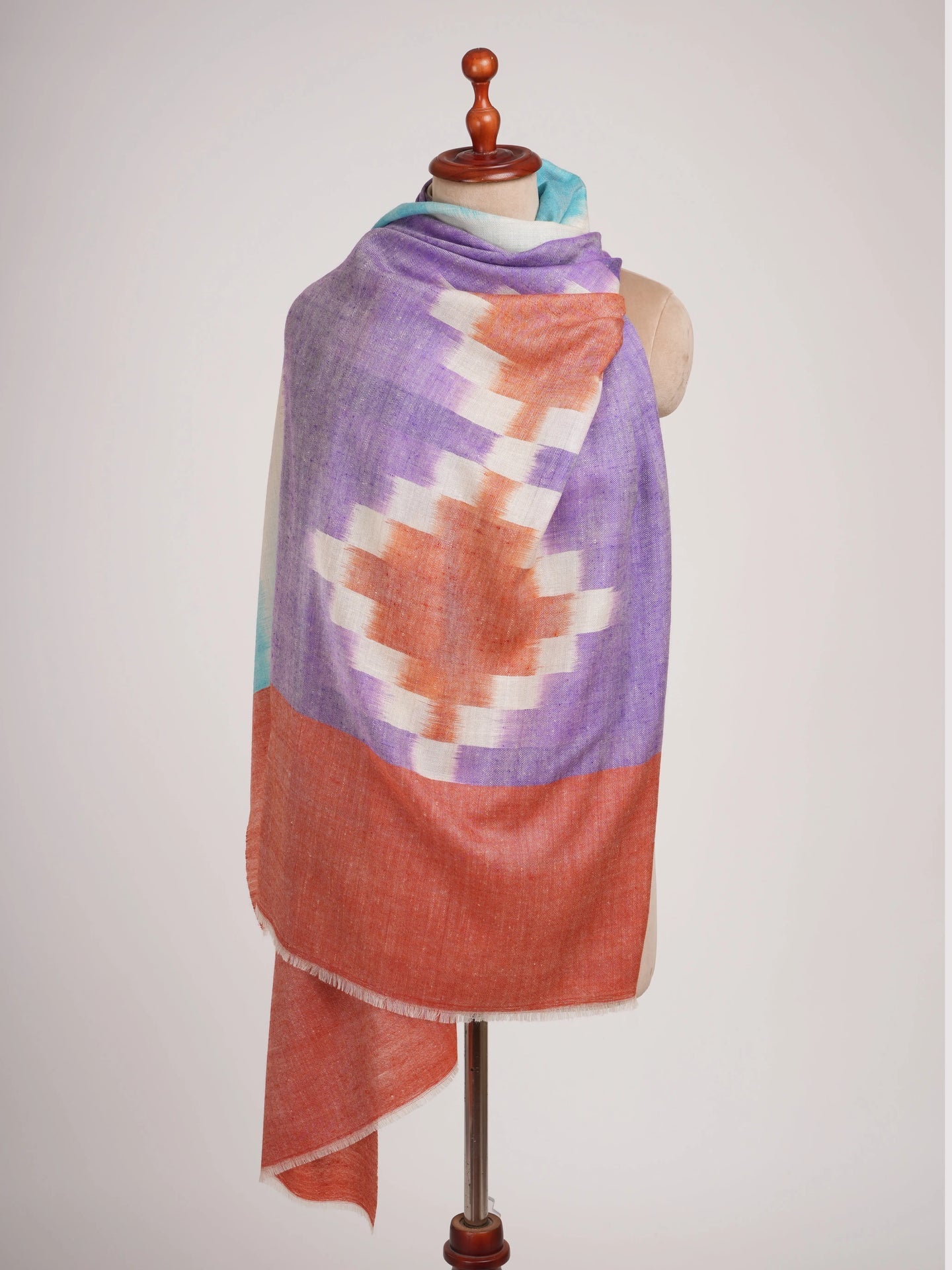 Ikat Handwoven Pure Kashmiri Pashmina Shawl Shahkaar