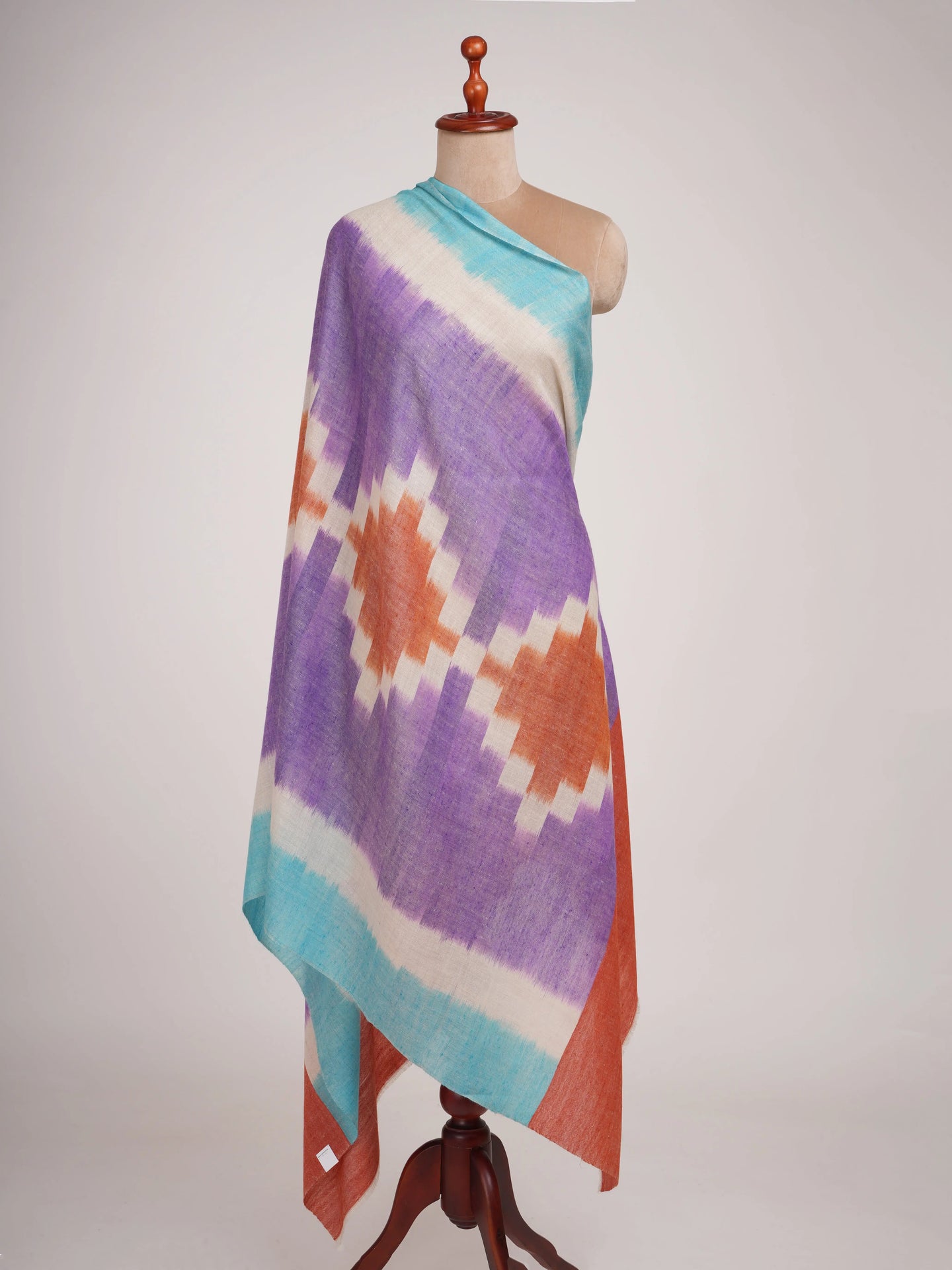 Ikat Handwoven Pure Kashmiri Pashmina Shawl Shahkaar