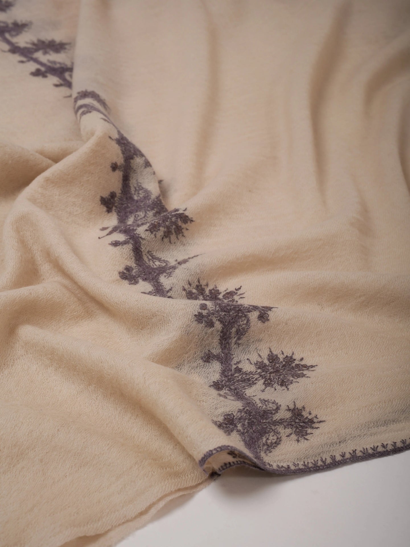 Lightweight Boiled Wool Shawl with Hand Embroidery Shahkaar