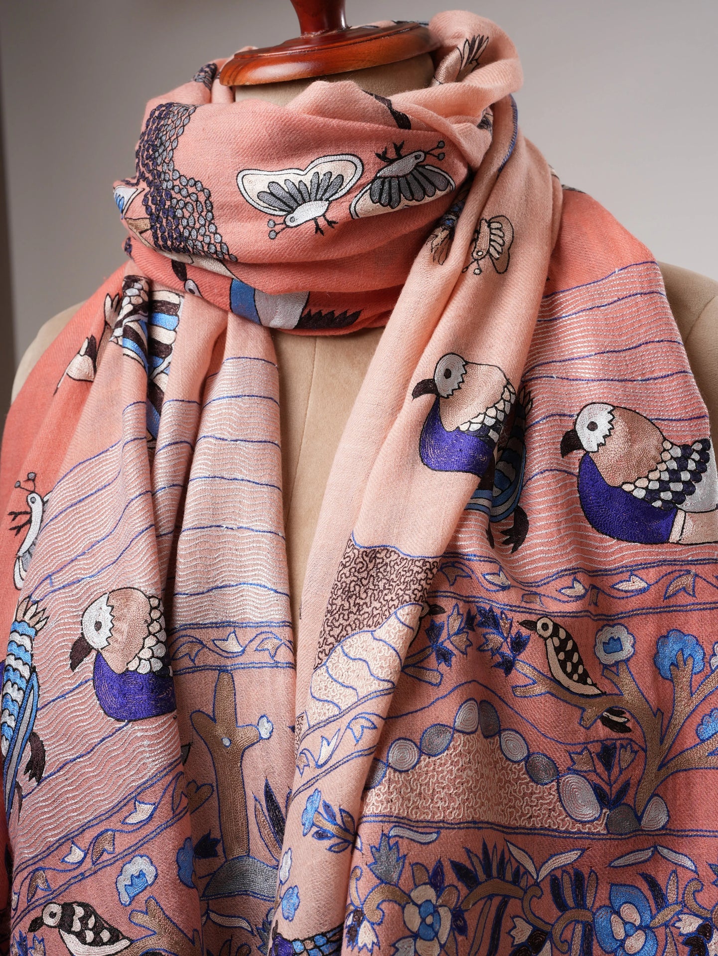 Ombré Hand Woven Pure Pashmina Shawl with Hand Hook Embroidery Shahkaar