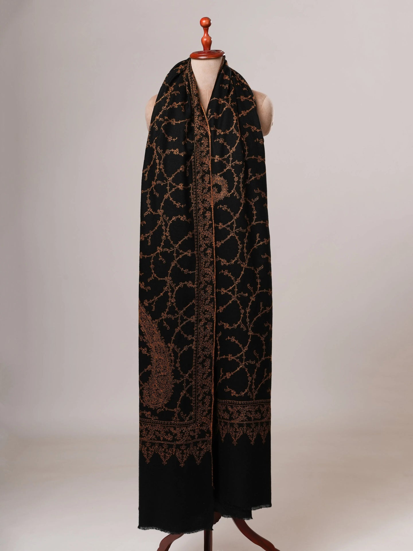 Oversized Hand embroidered Indian Pashmina Shawl Shahkaar