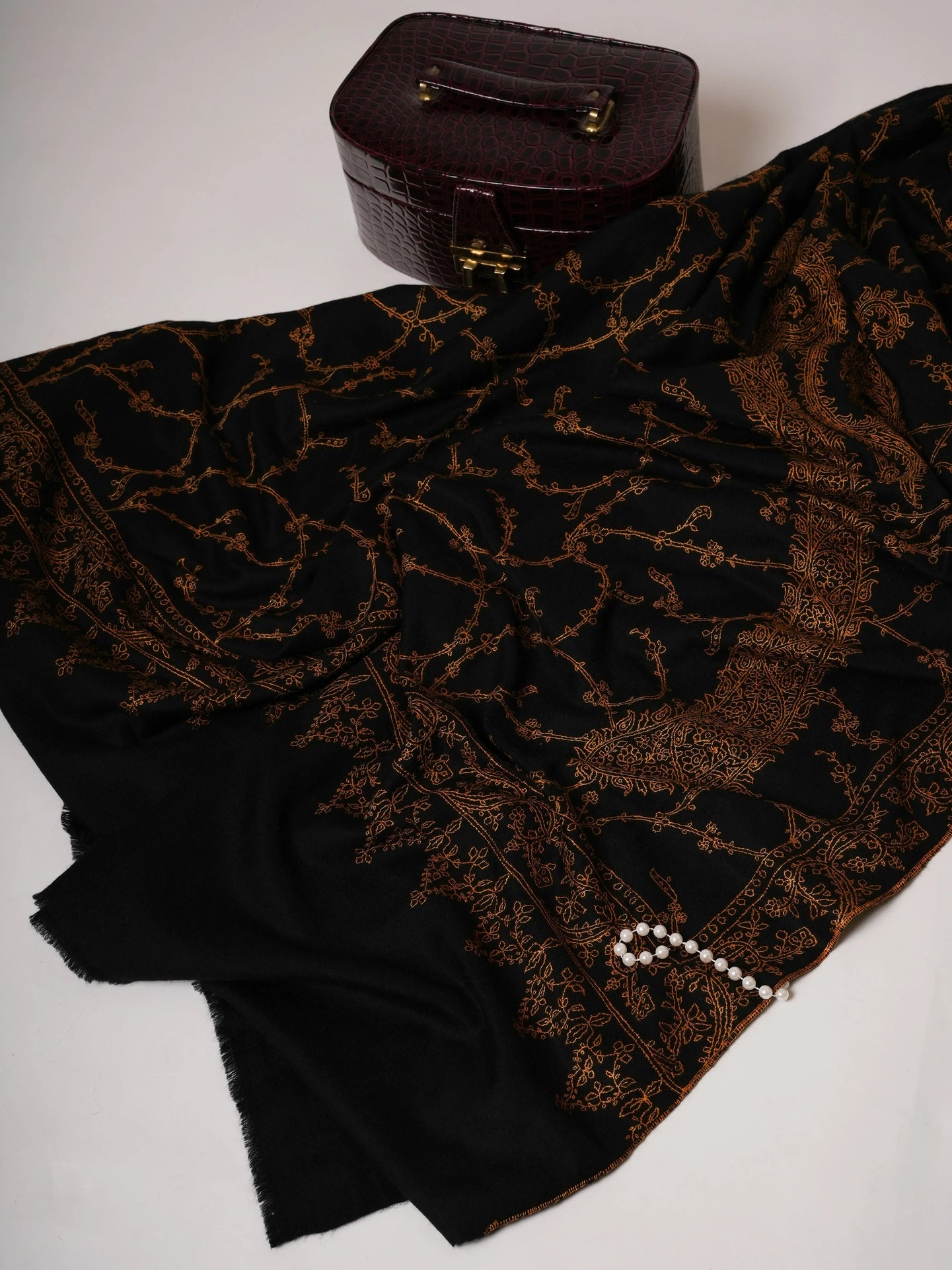 Oversized Hand embroidered Indian Pashmina Shawl Shahkaar