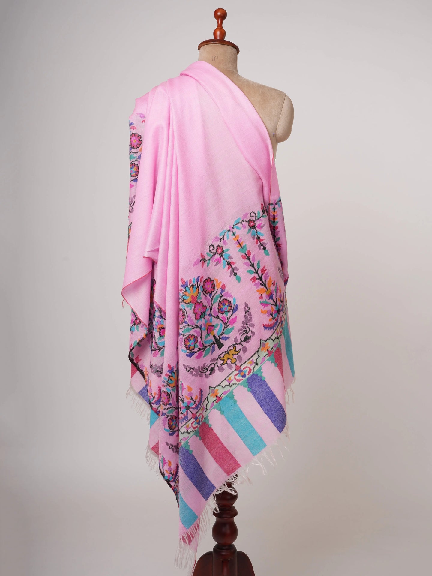 Pink Kani Pashmina Shawl | Handwoven Kashmiri Cashmere Wrap with Traditional Motifs Shahkaar
