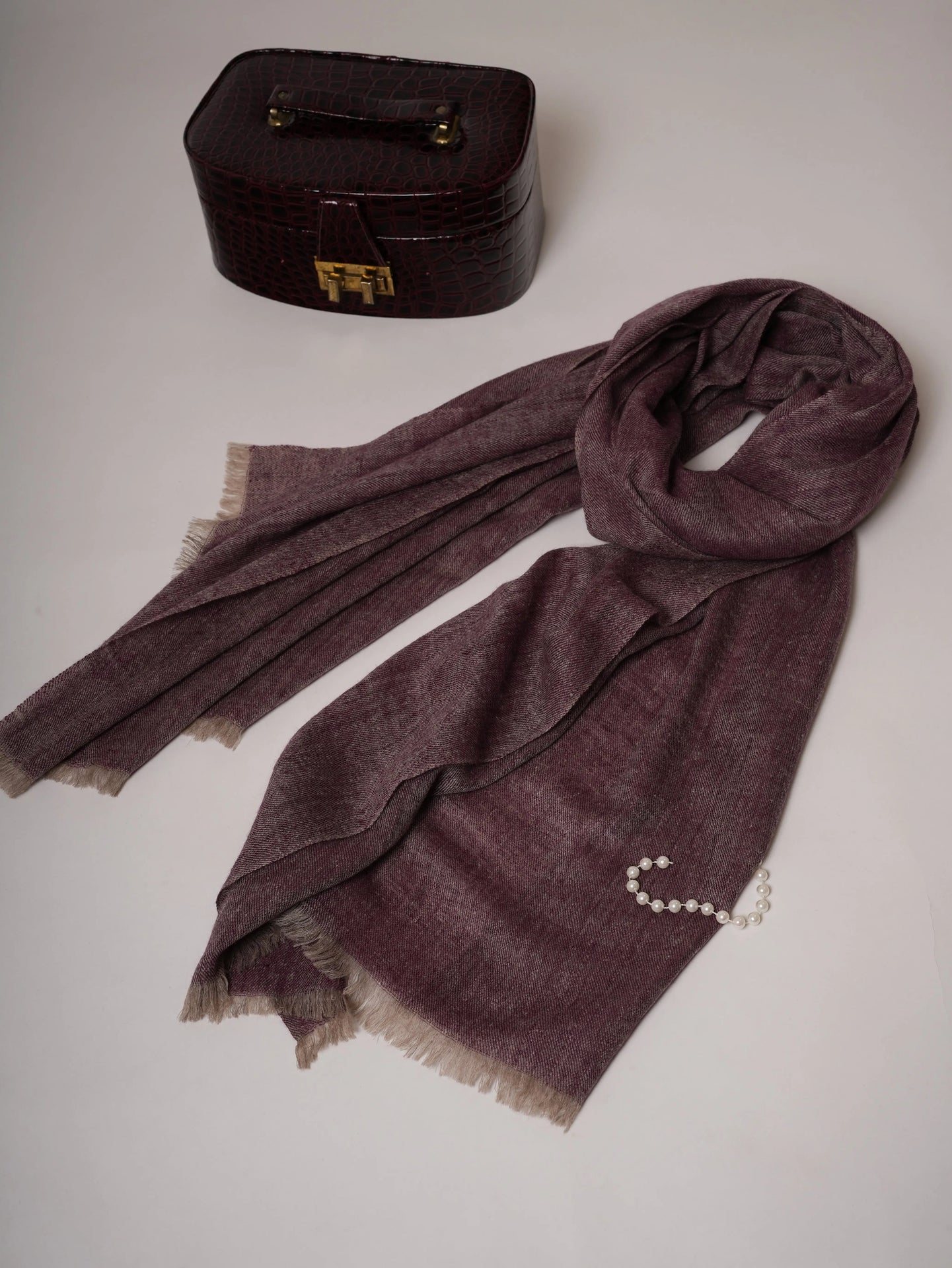 Plum Handspun Handwoven Pure Soft Pashmina Shawl Shahkaar