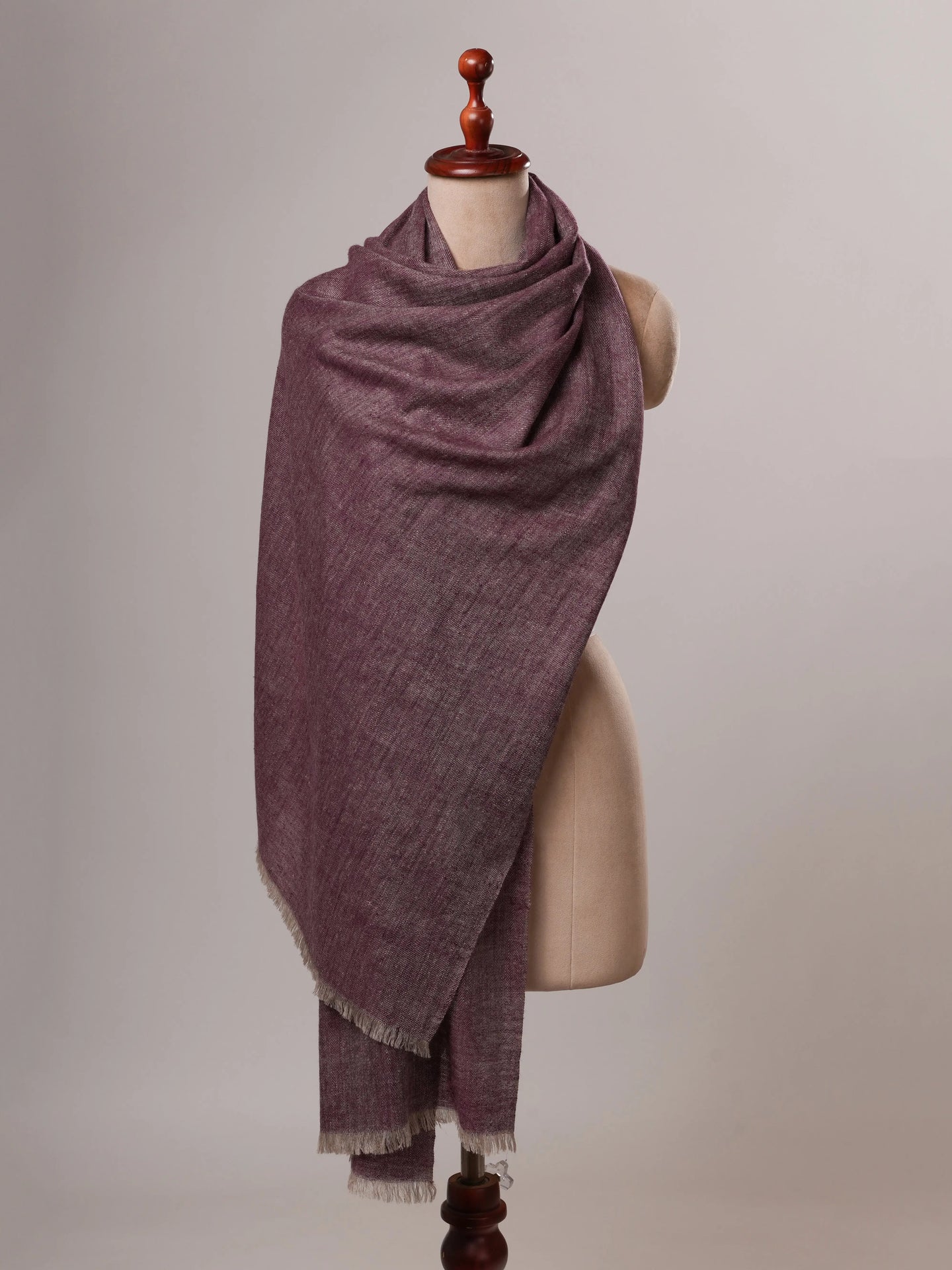 Plum Handspun Handwoven Pure Soft Pashmina Shawl Shahkaar