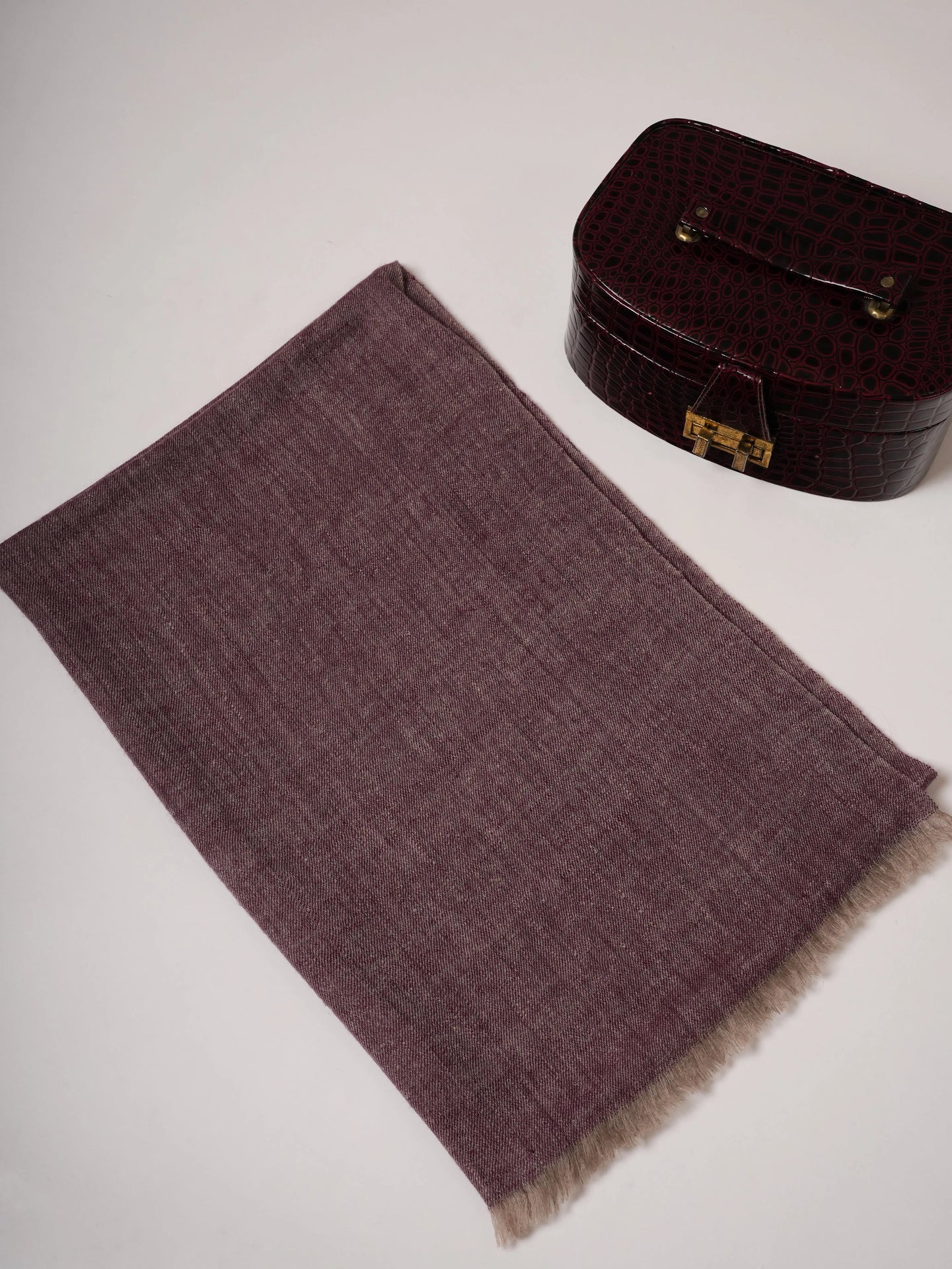 Plum Handspun Handwoven Pure Soft Pashmina Shawl Shahkaar