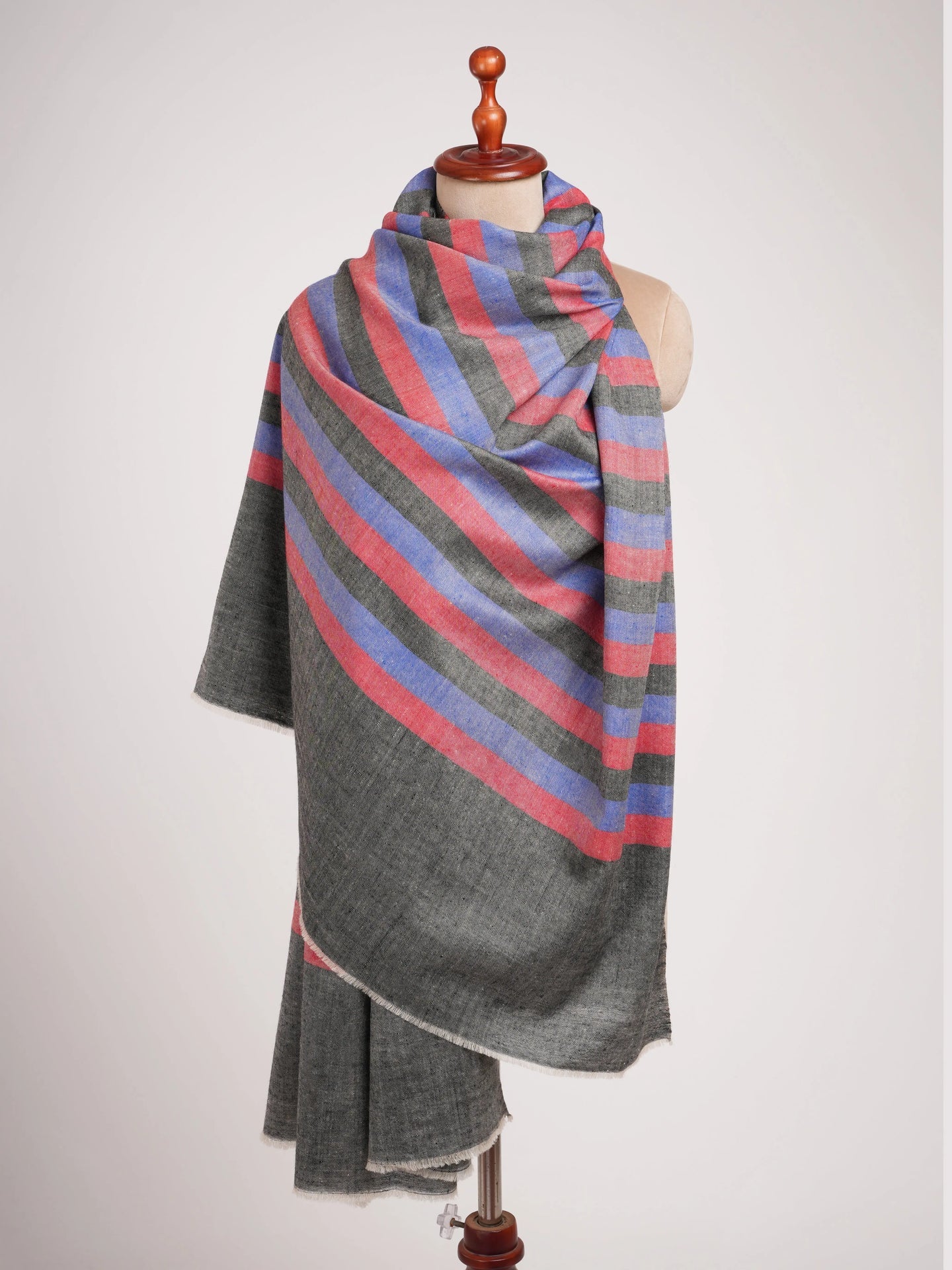Stripe Contemporary Handwoven Kashmiri Pashmina Shawl Shahkaar