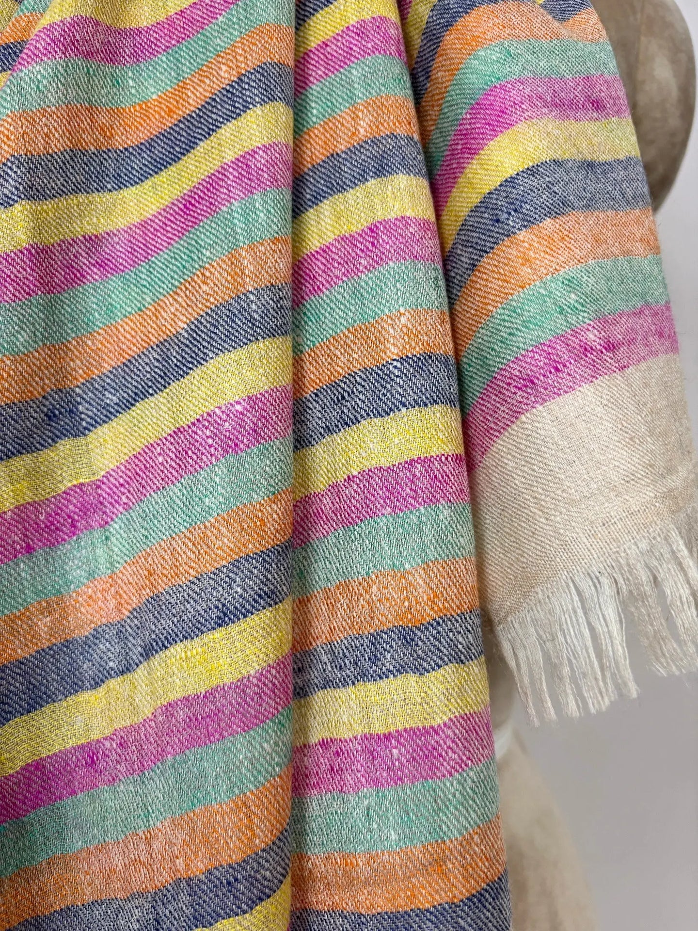 Warm Hue Stripes Cashmere Scarves - RAWLINS Shahkaar
