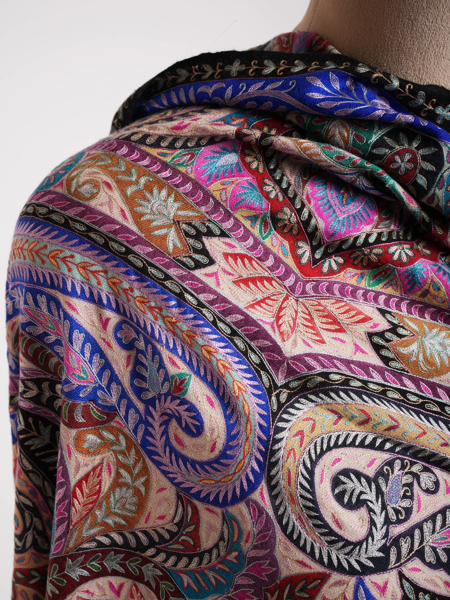 XL Hand painted Kalamkari One of a Kind Pashmina Shawl Shahkaar