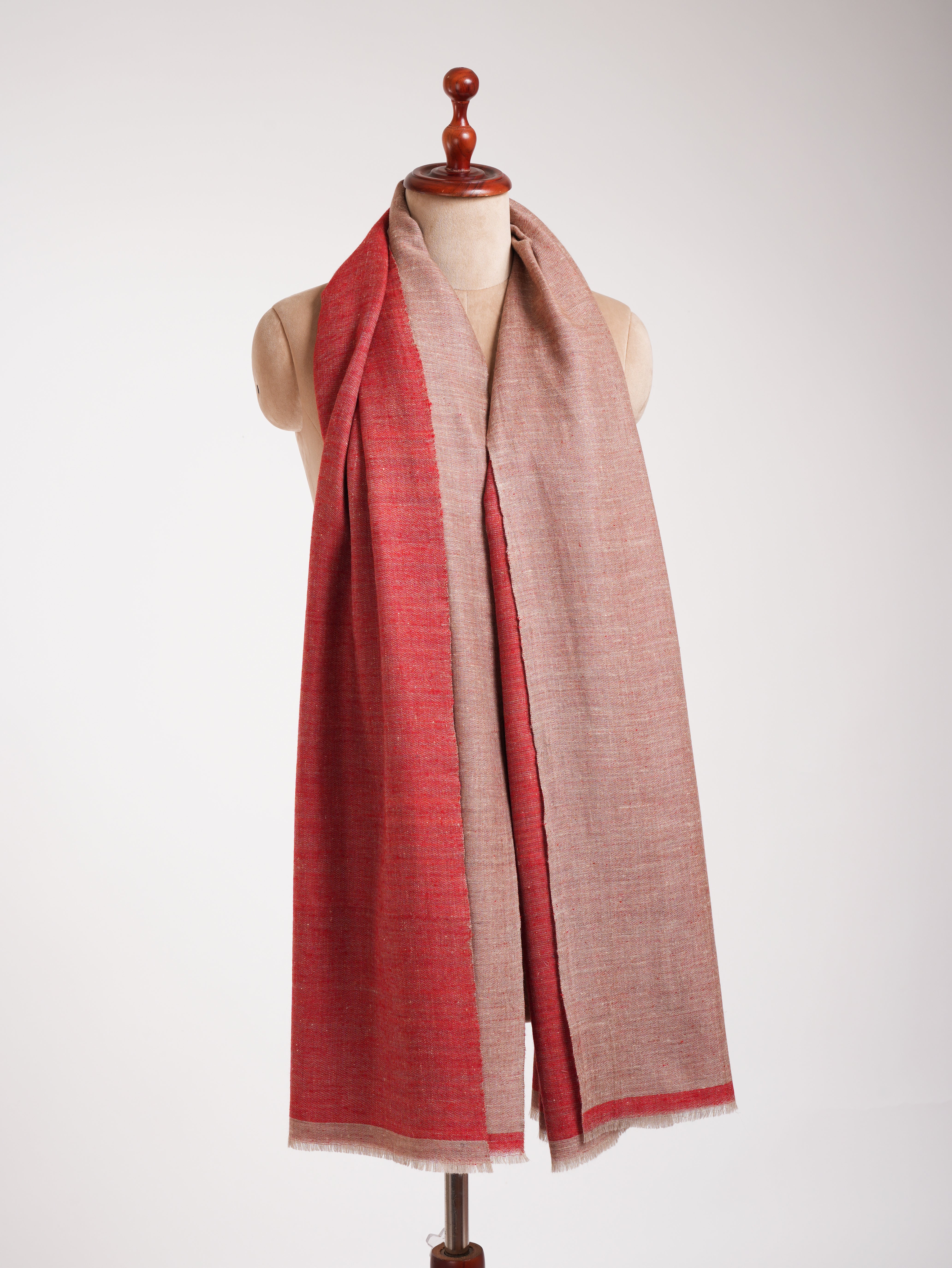 Châchage de pashmina rouge et beige à double teinte beige jolie