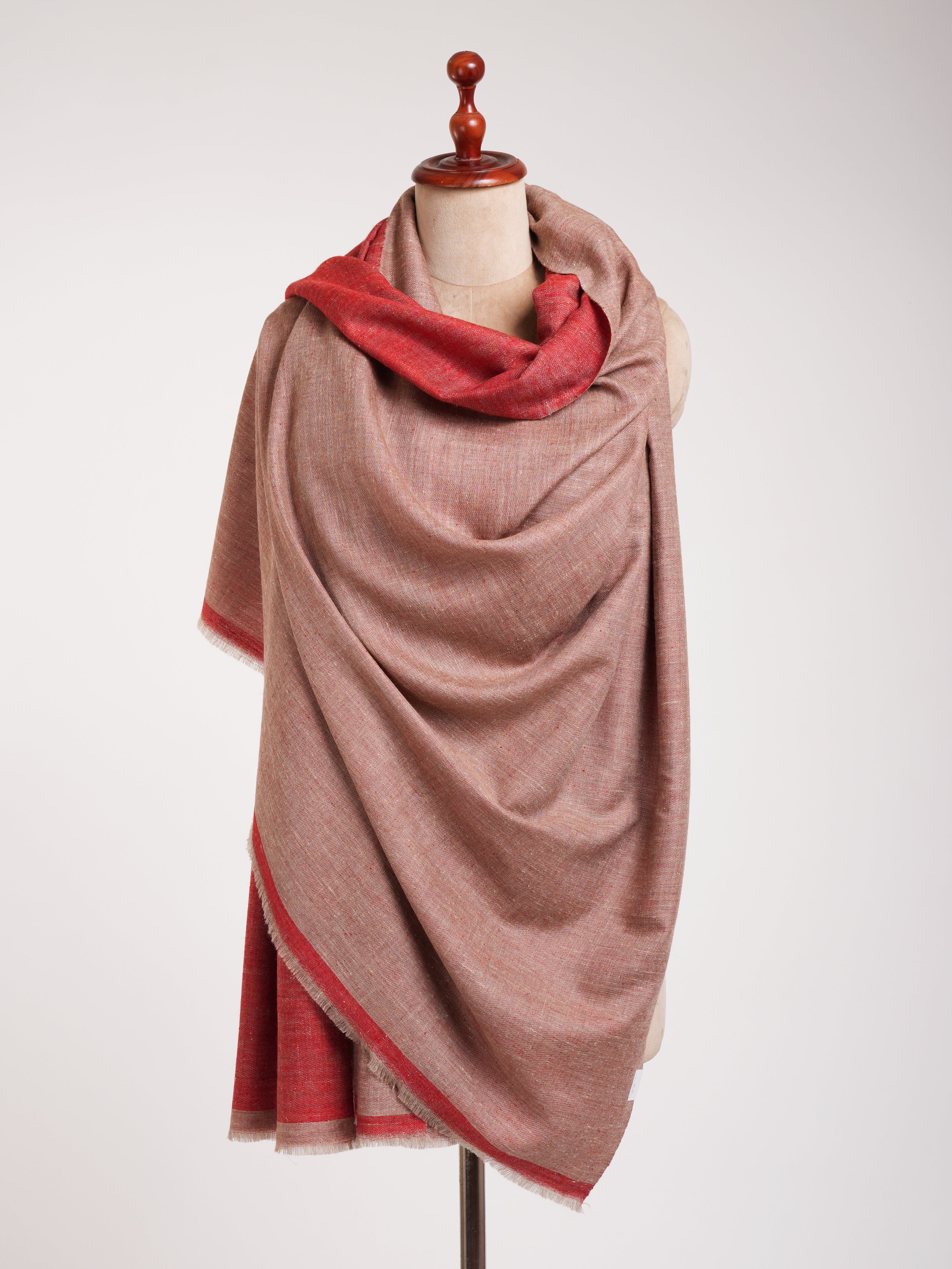 Châchage de pashmina rouge et beige à double teinte beige jolie