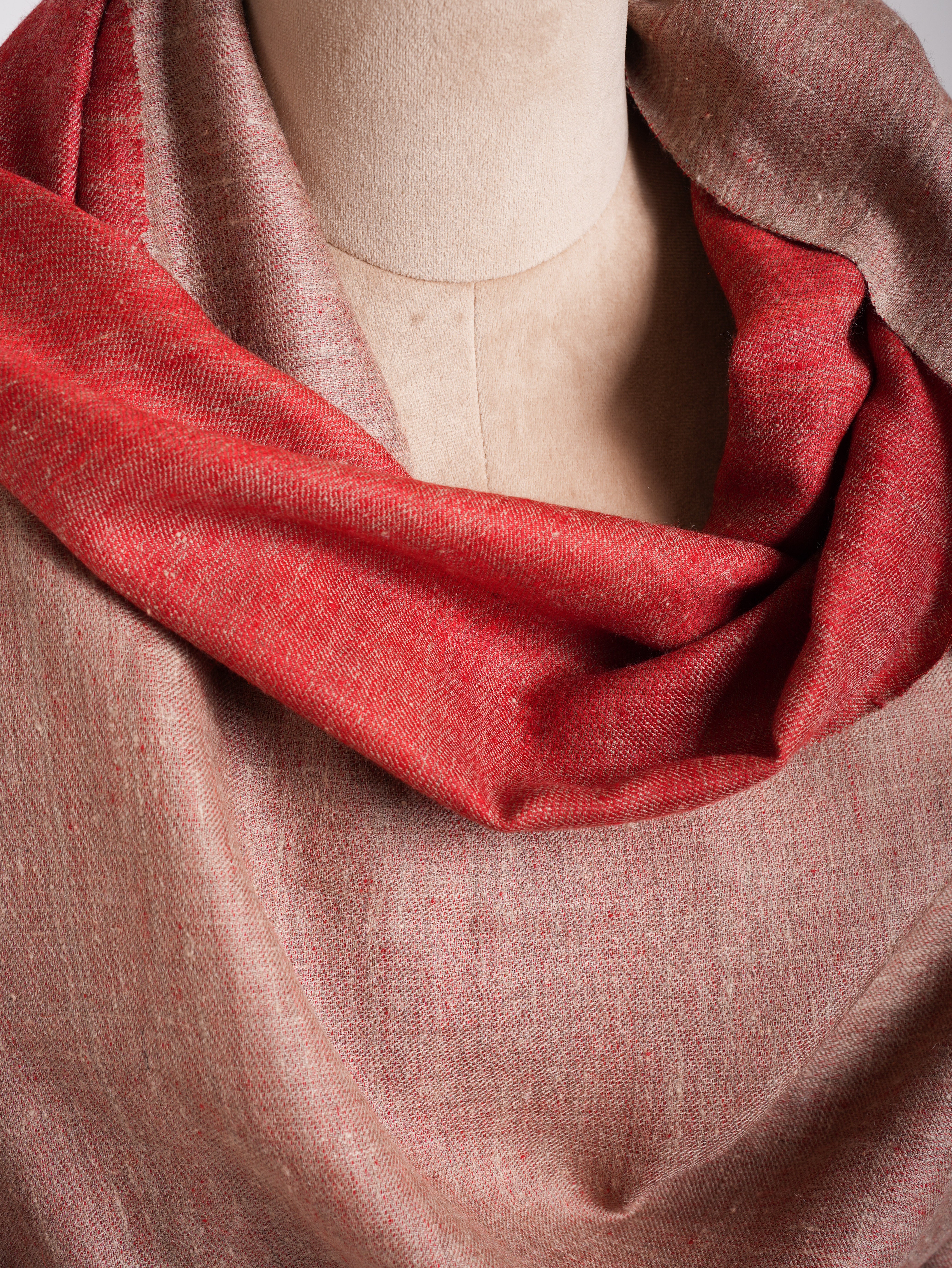 Fiery Red and Beige Dual Shade Pretty Pashmina Shawl