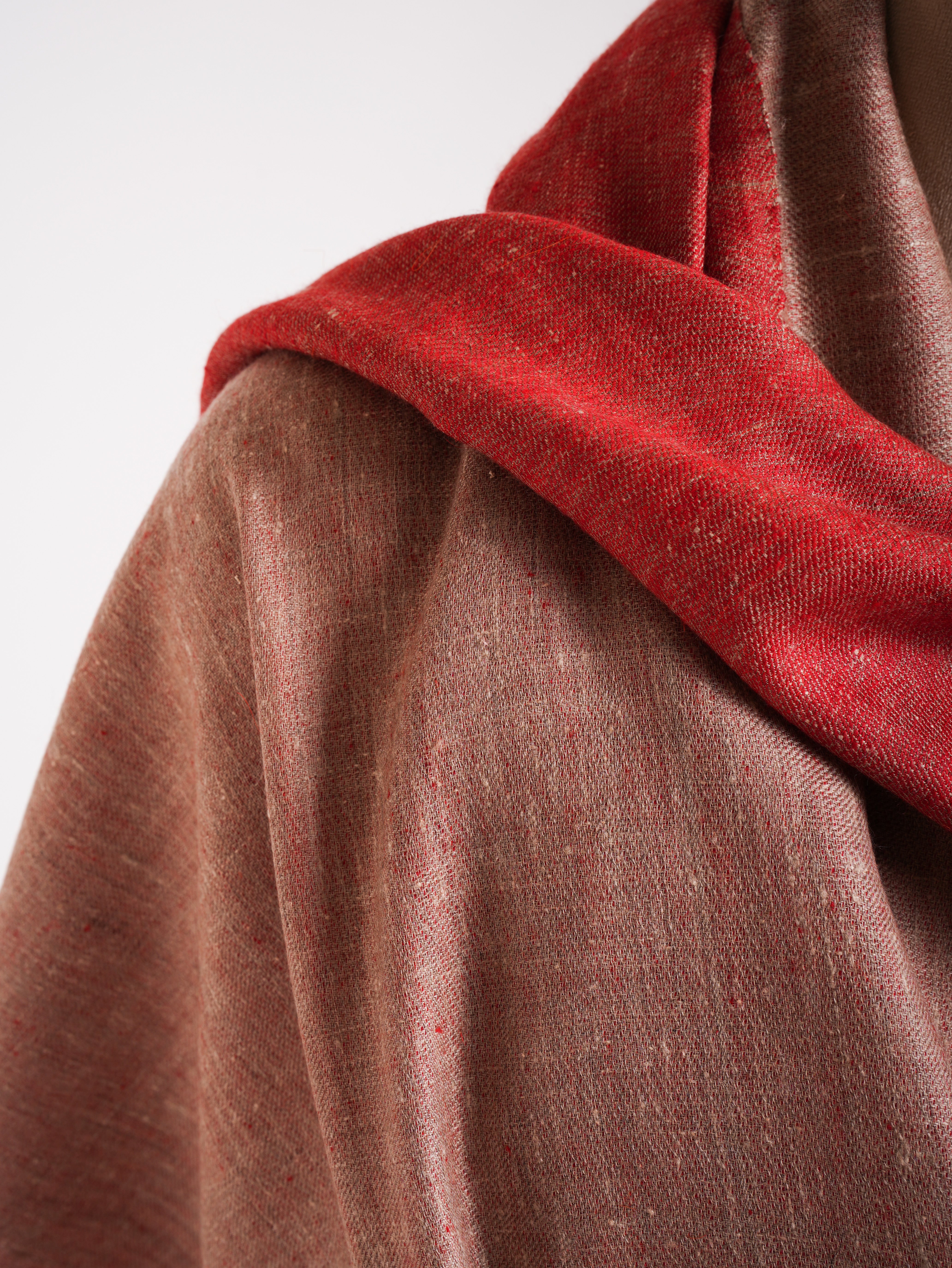 Châchage de pashmina rouge et beige à double teinte beige jolie