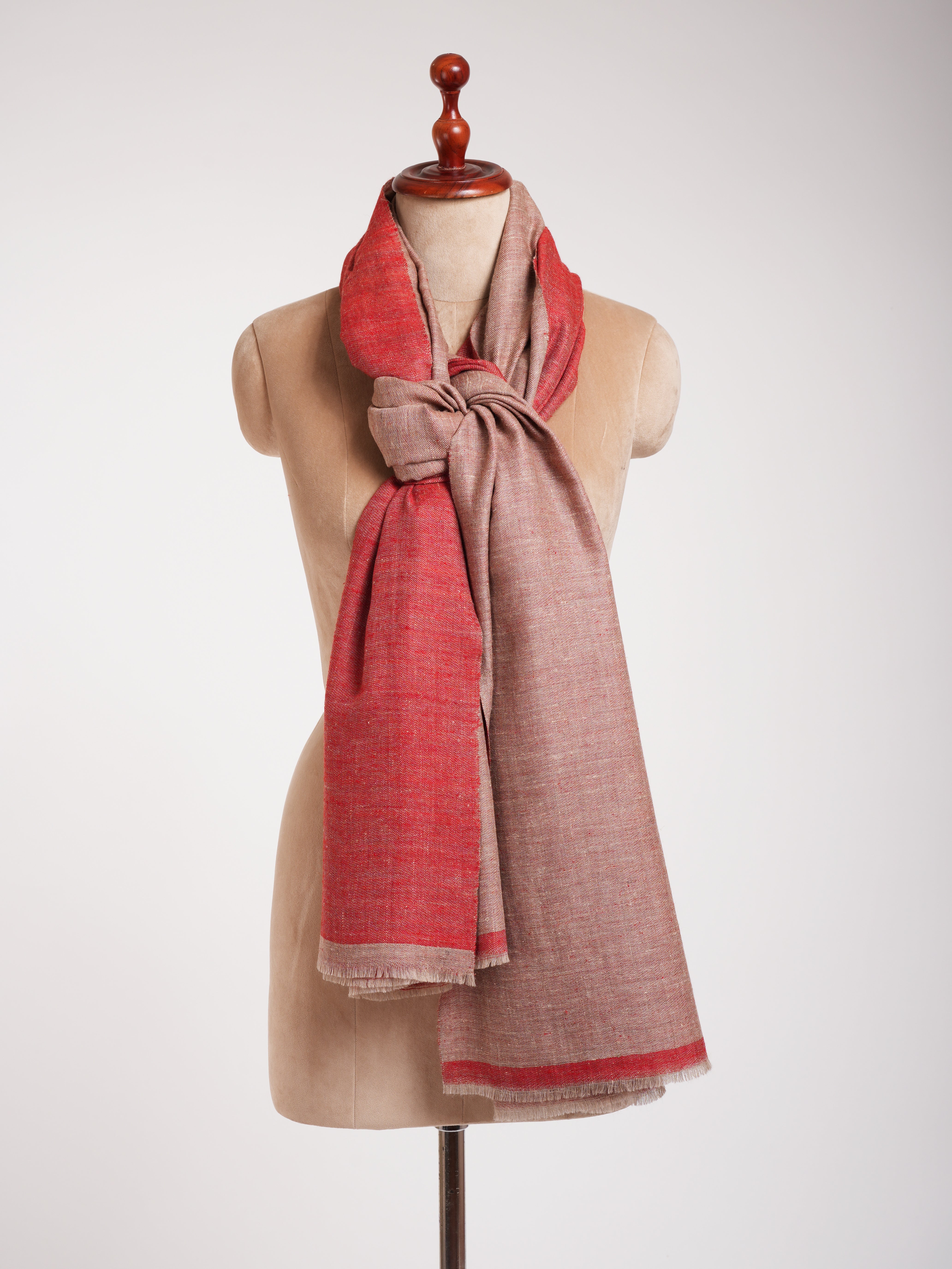 Châchage de pashmina rouge et beige à double teinte beige jolie