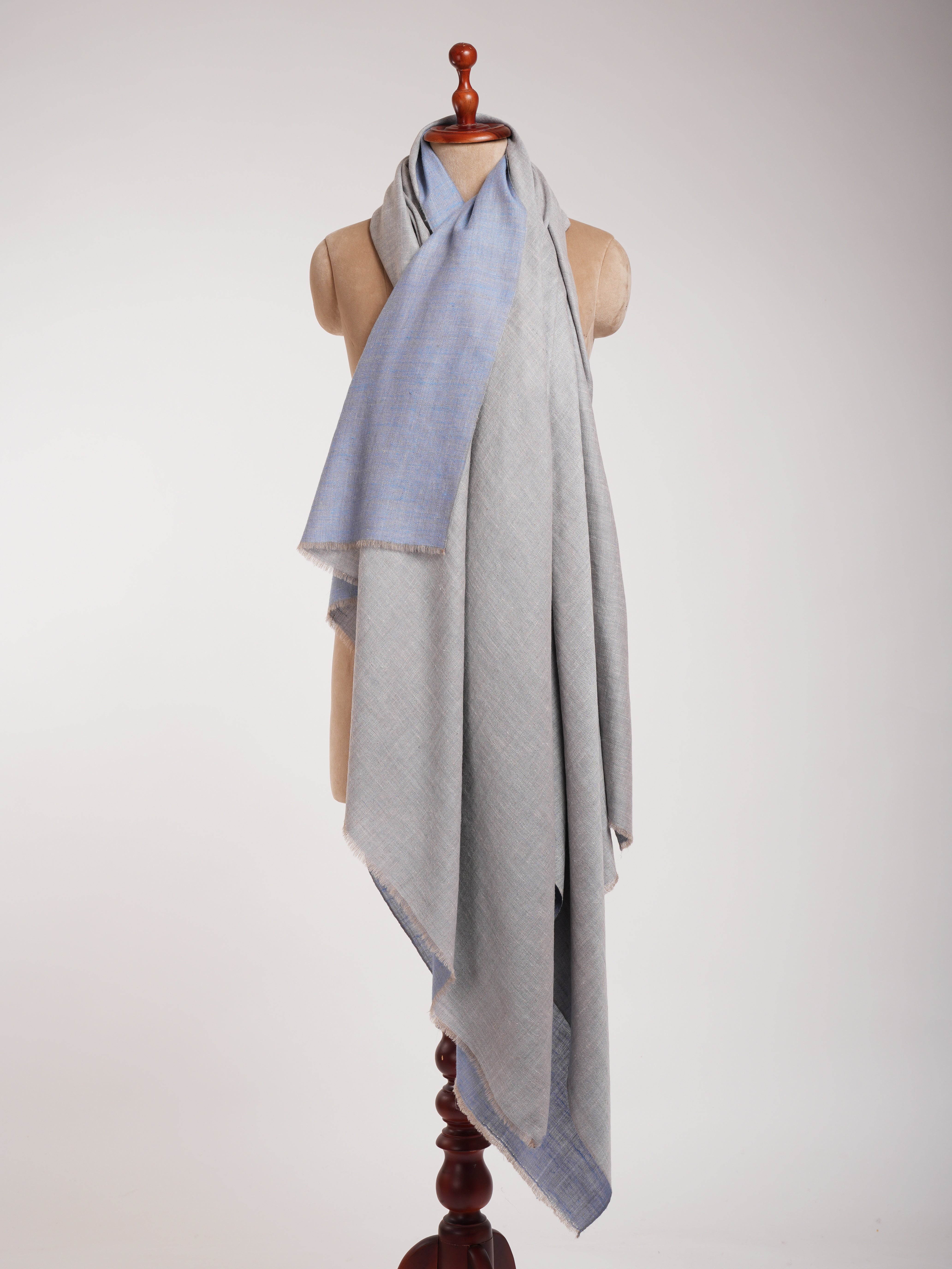 XL Baby Blue and Ivory Dual Shade Pashmina Wrap