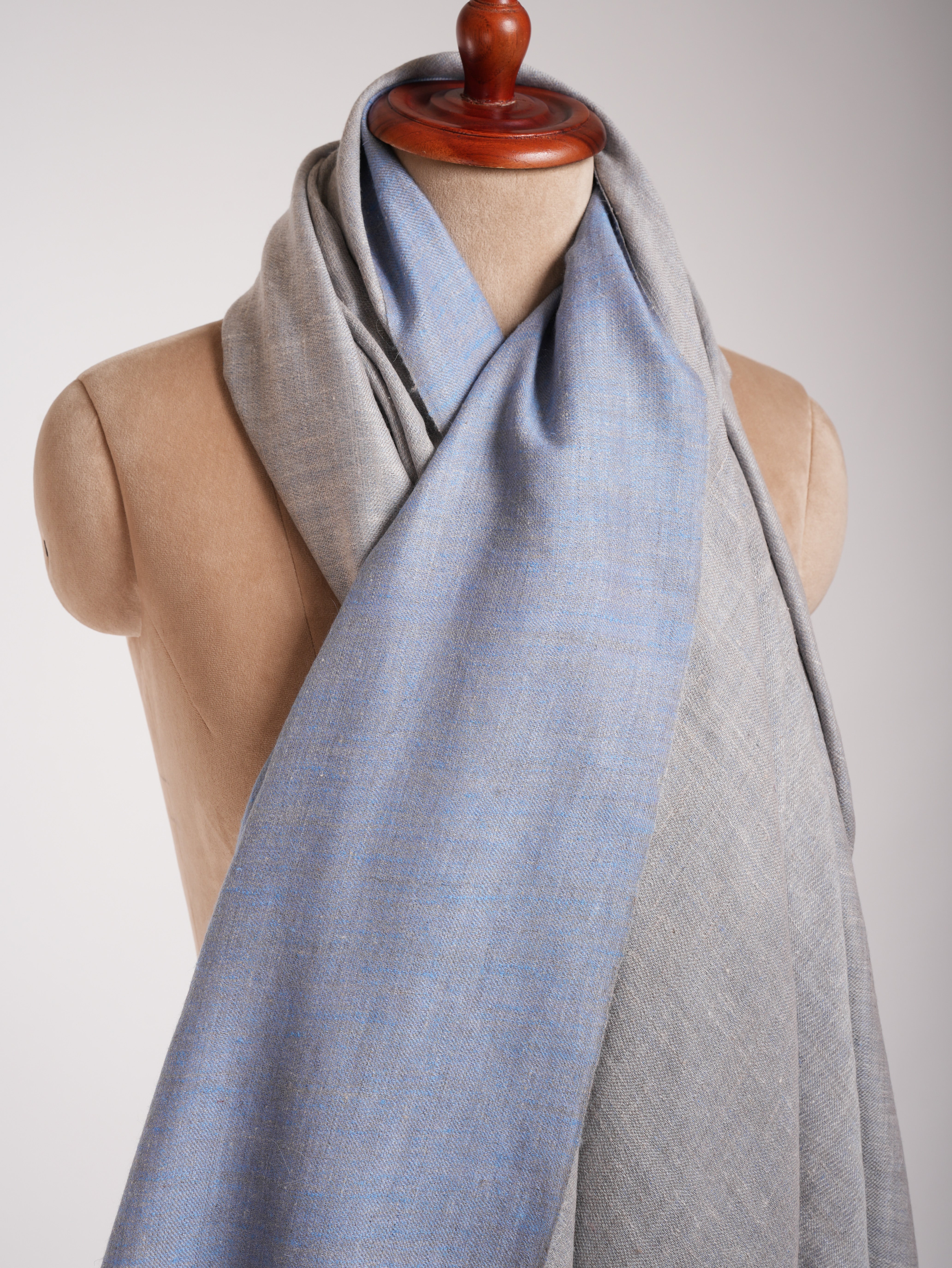 XL Baby Blue and Ivory Dual Shade Pashmina Wrap