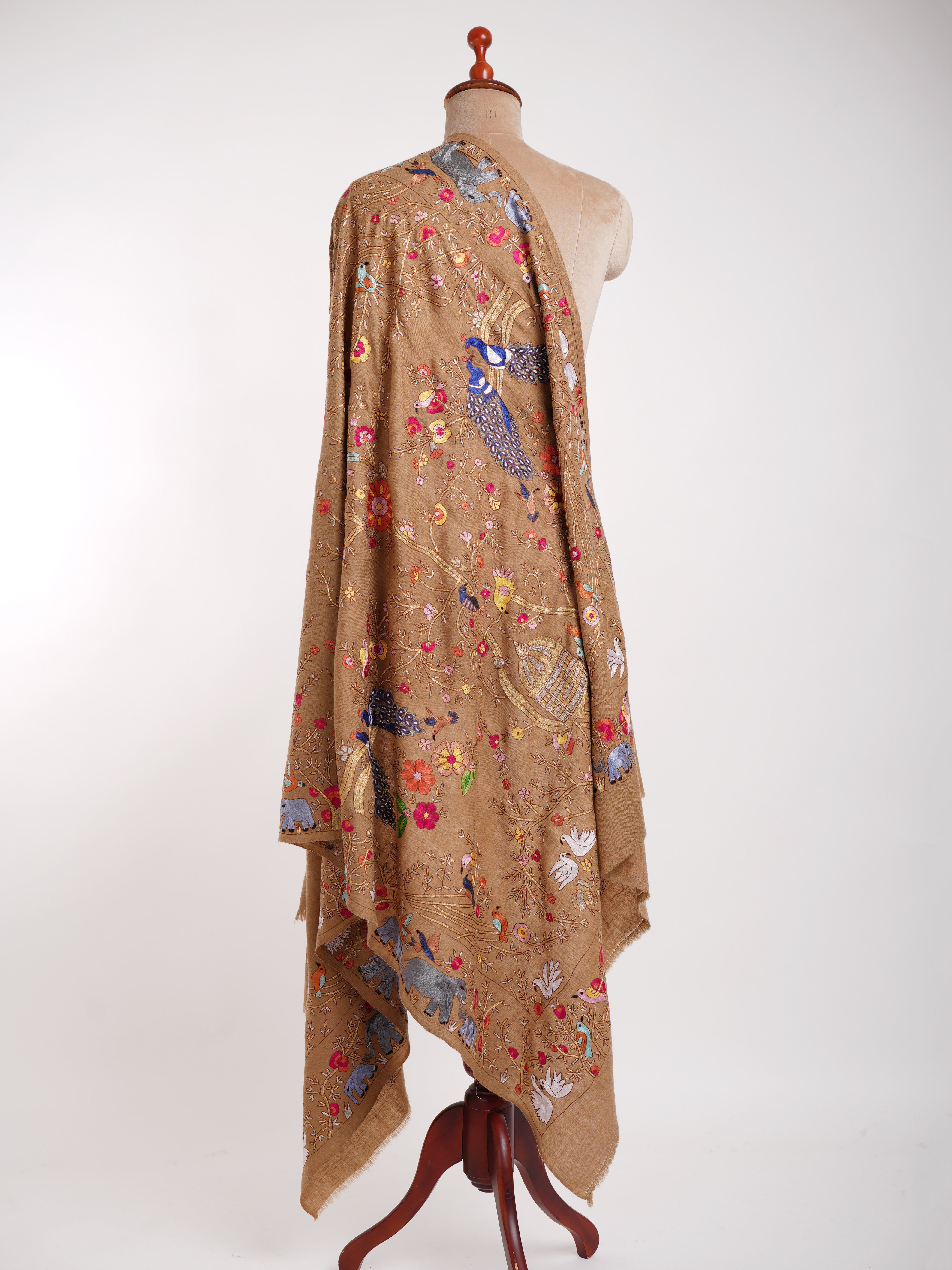 Birdie Kalamkari Handmade Pashmina Shawl