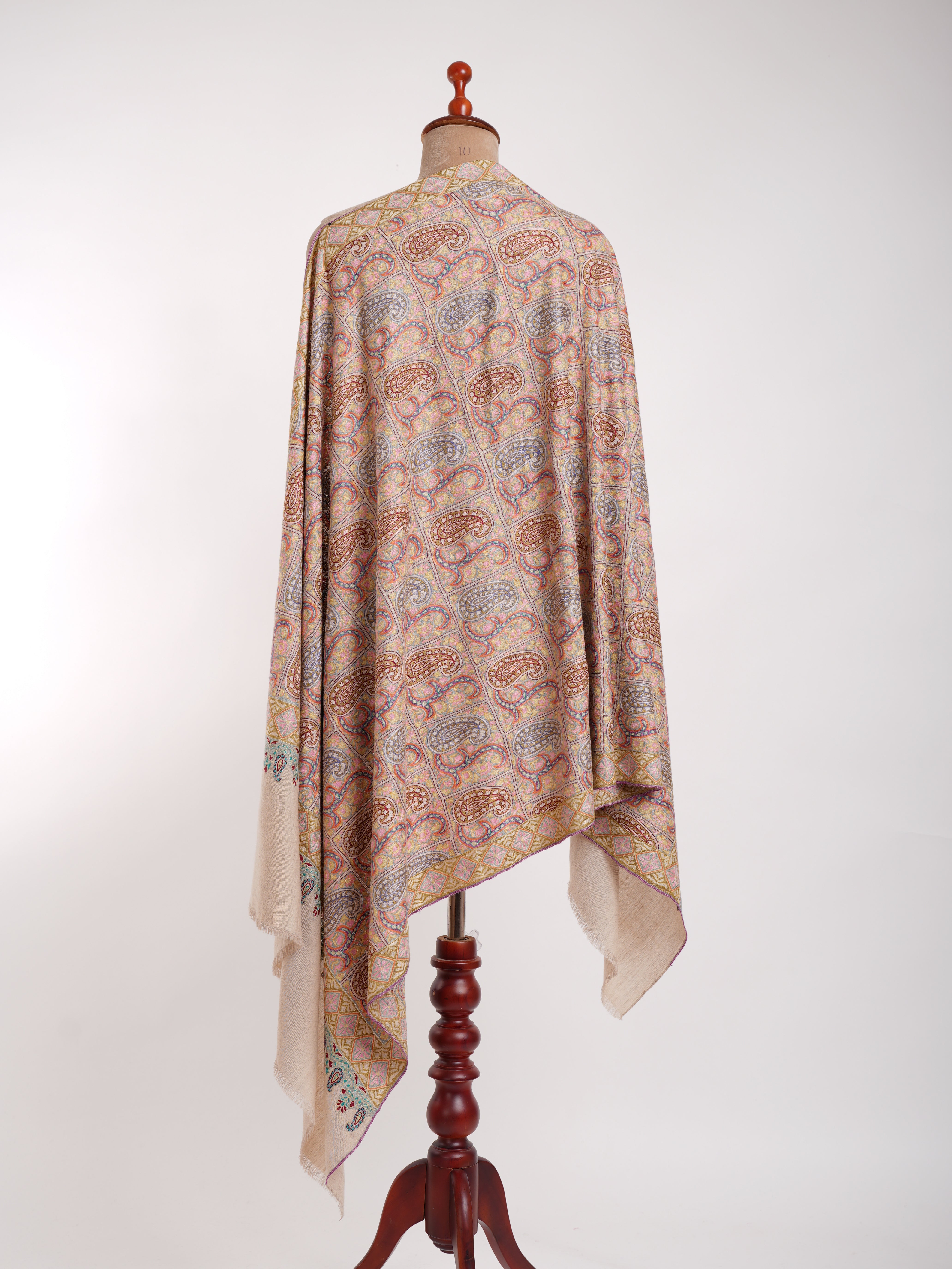 Two States Marvelously Embroidered Pashmina Shawl