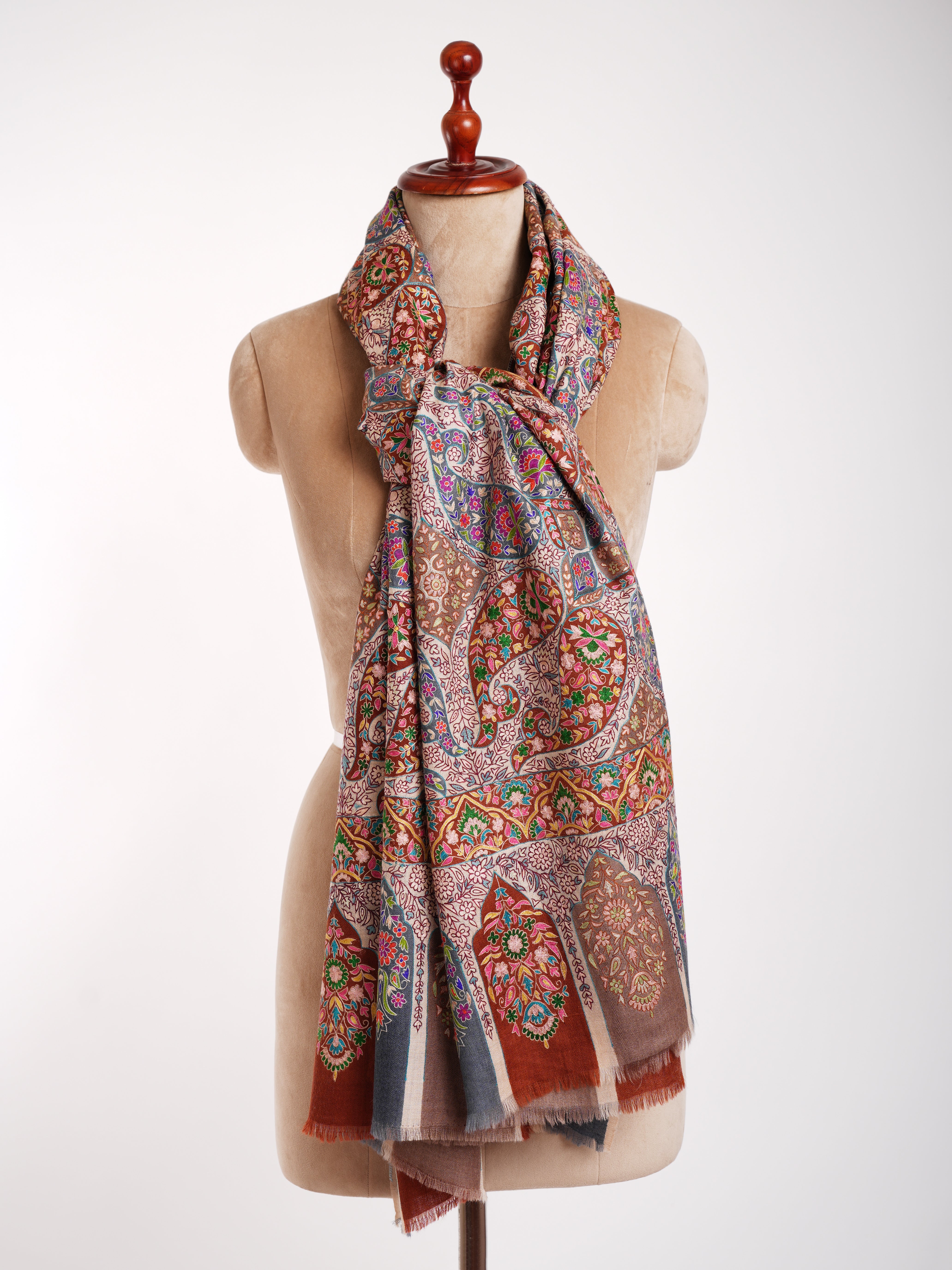 Châle Pashmina 8 Paisley Kalamkari brodé à la main