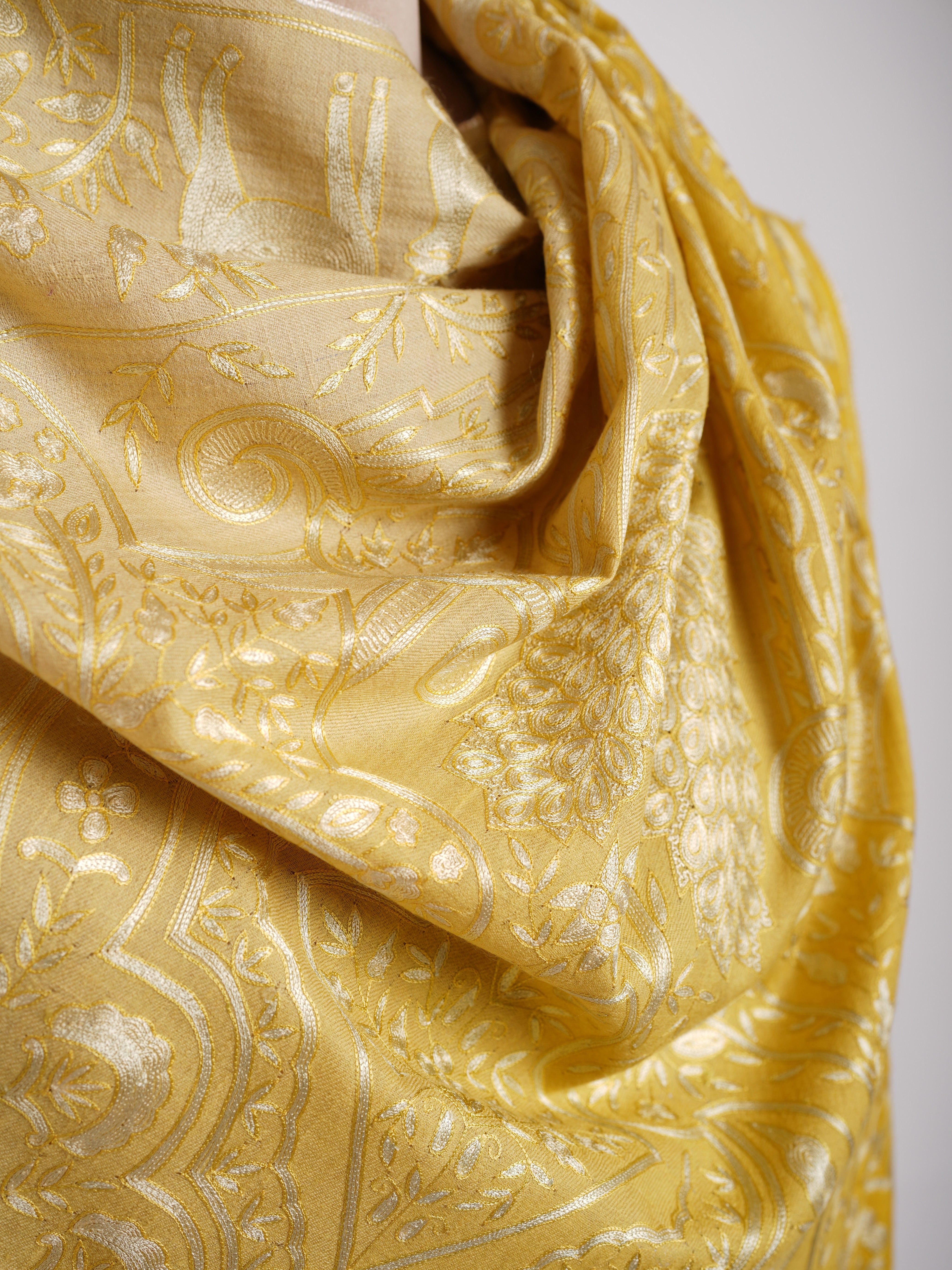 Châle Pashmina Paon Jaune Empire Ombre