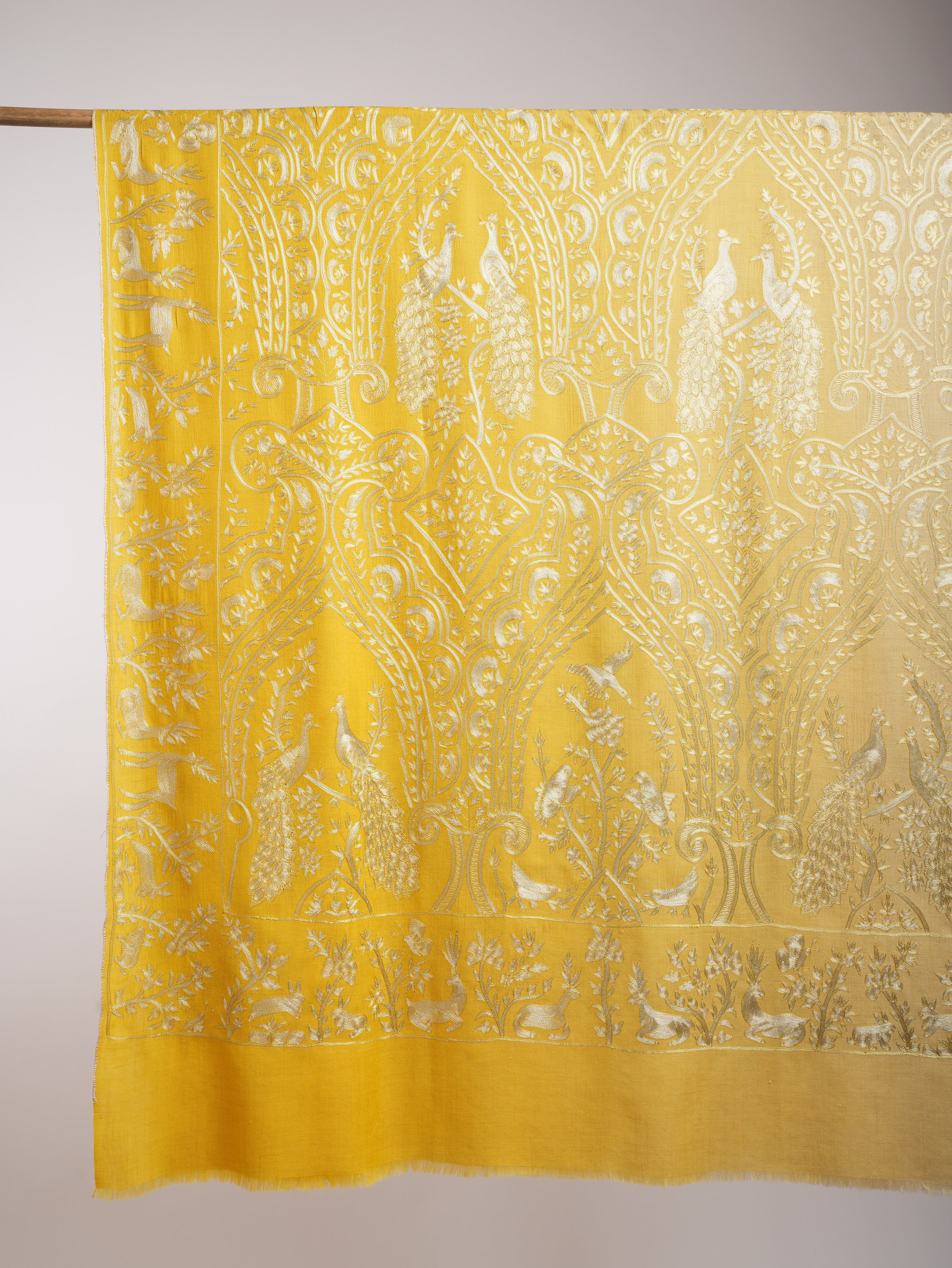 Châle Pashmina Paon Jaune Empire Ombre