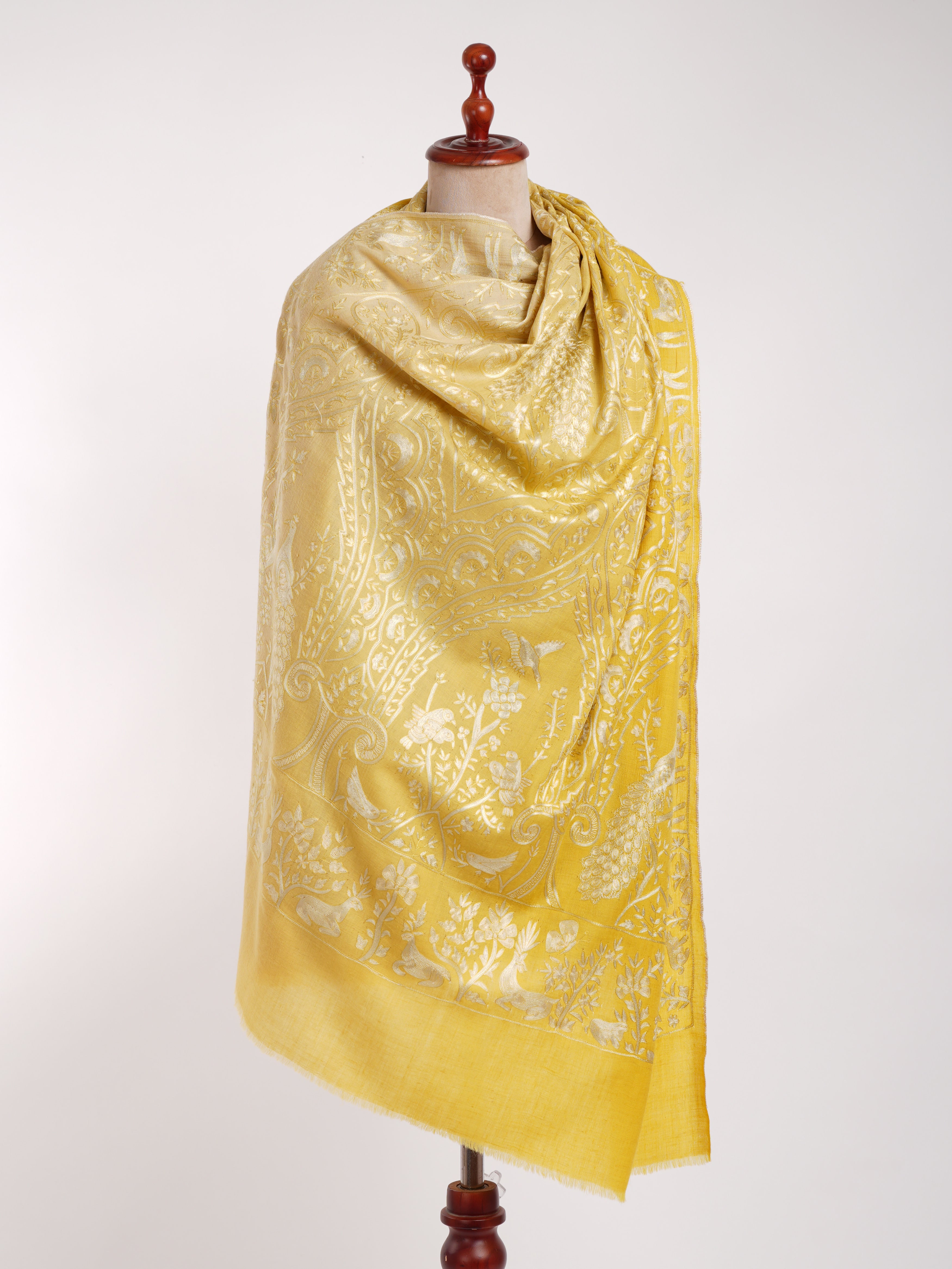 Empire Gelber Ombre Pfauen-Pashmina-Schal